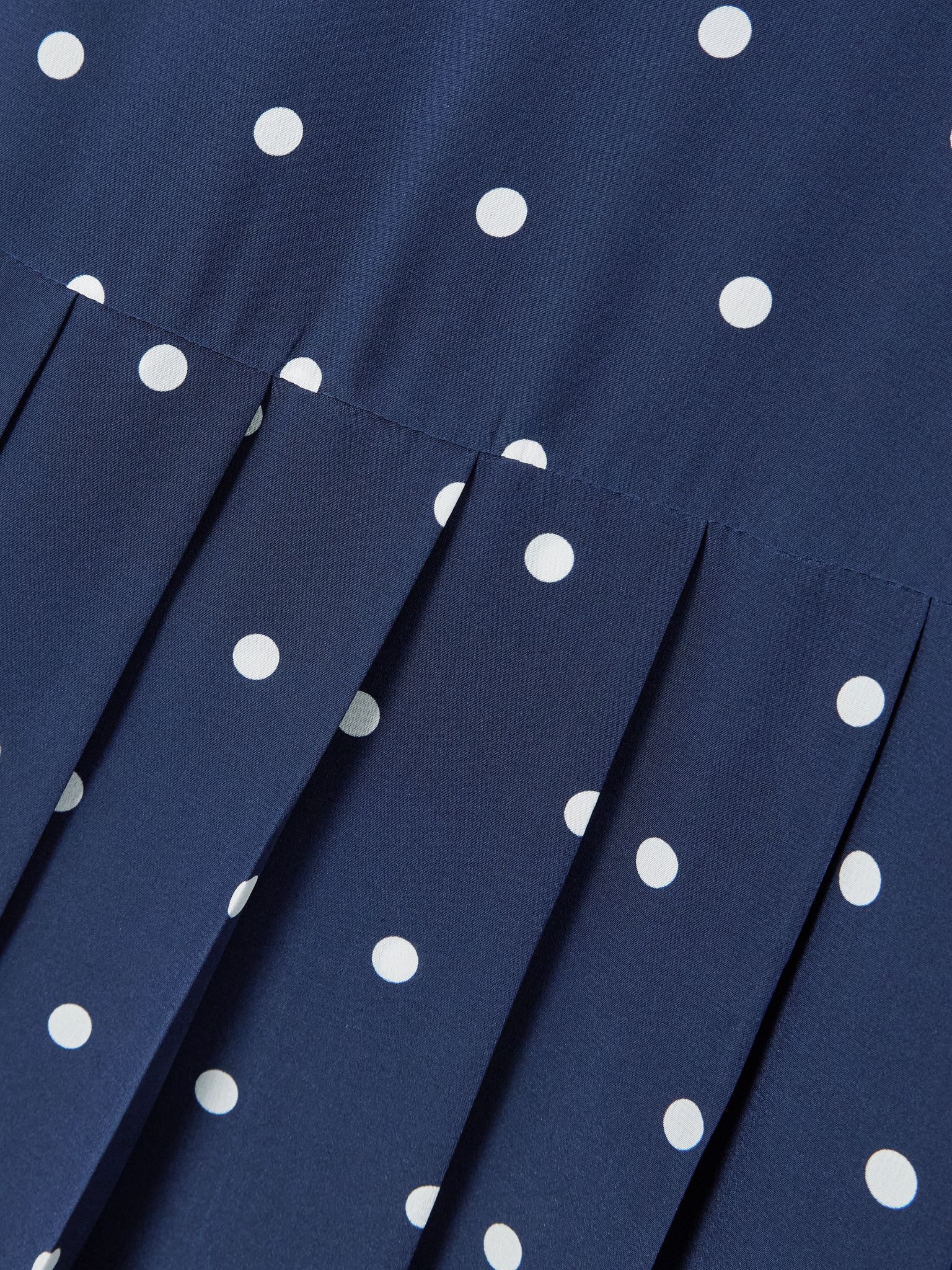 Pleated polka-dot silk midi skirt Navy - 5