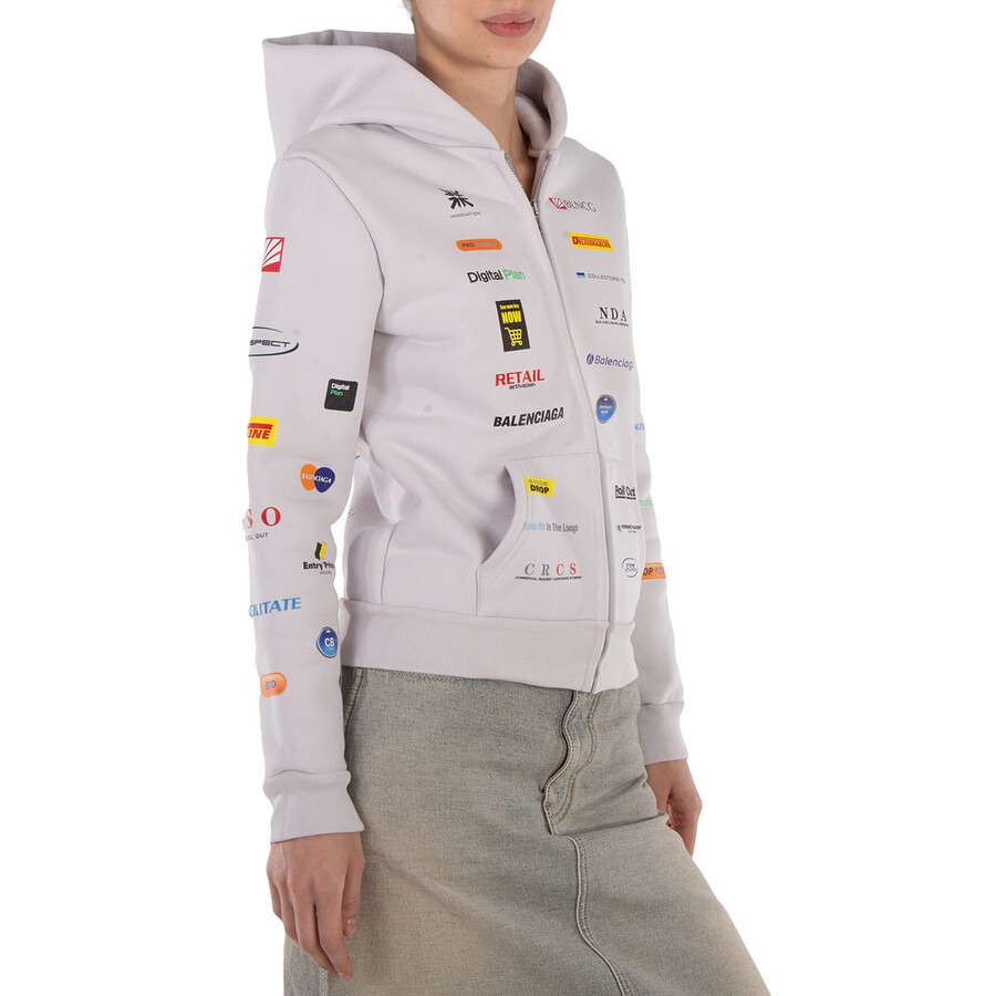 Balenciaga Ladies Business English Zip-Up Hoodie - 2