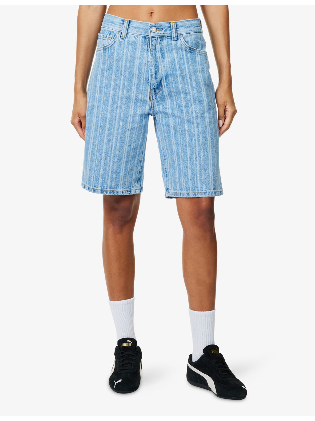 Rylan Striped Denim Shorts - 3