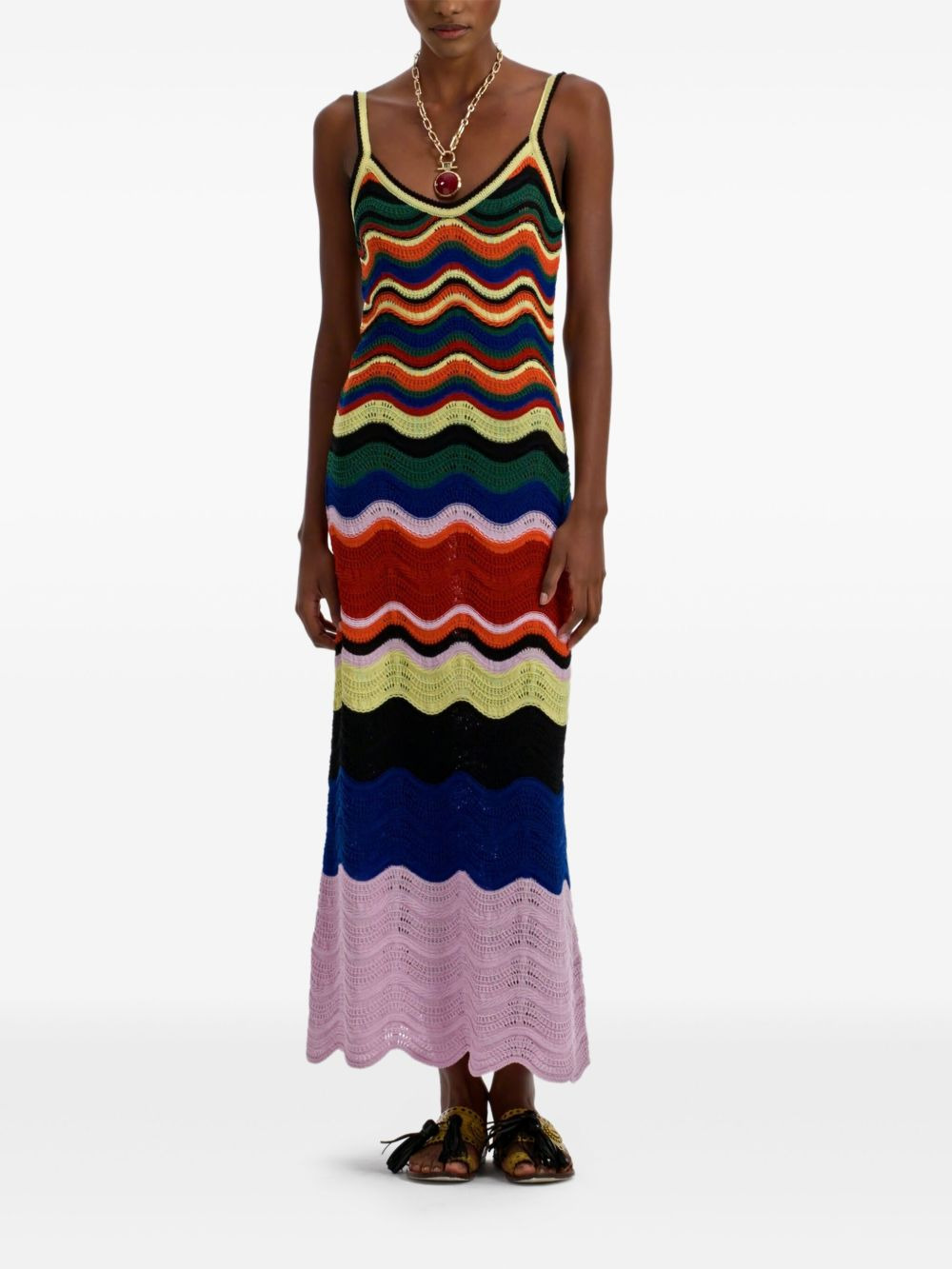 wave-pattern knitted maxi dress - 2
