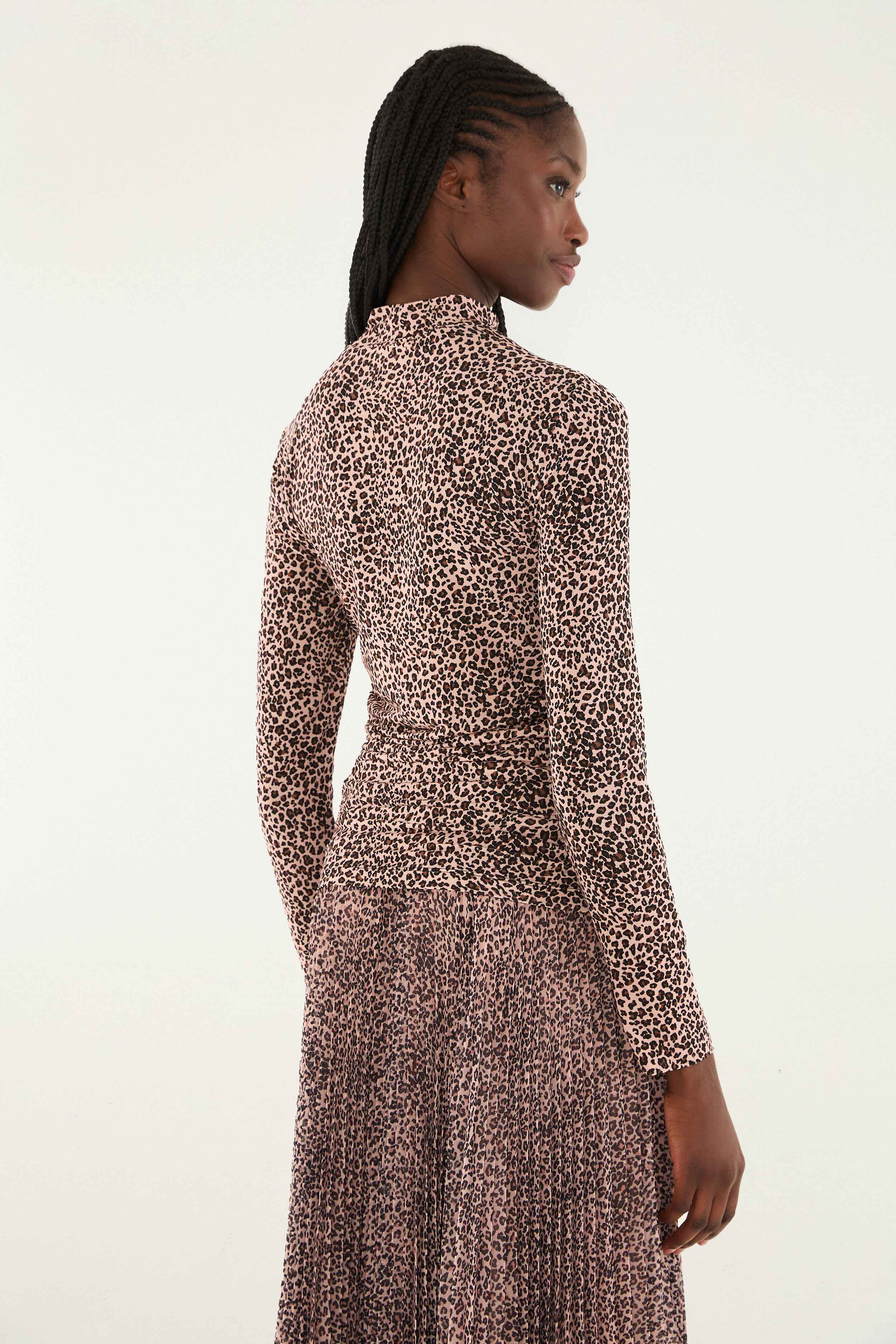 Pink Baby Leopard Jersey Blouse - 4