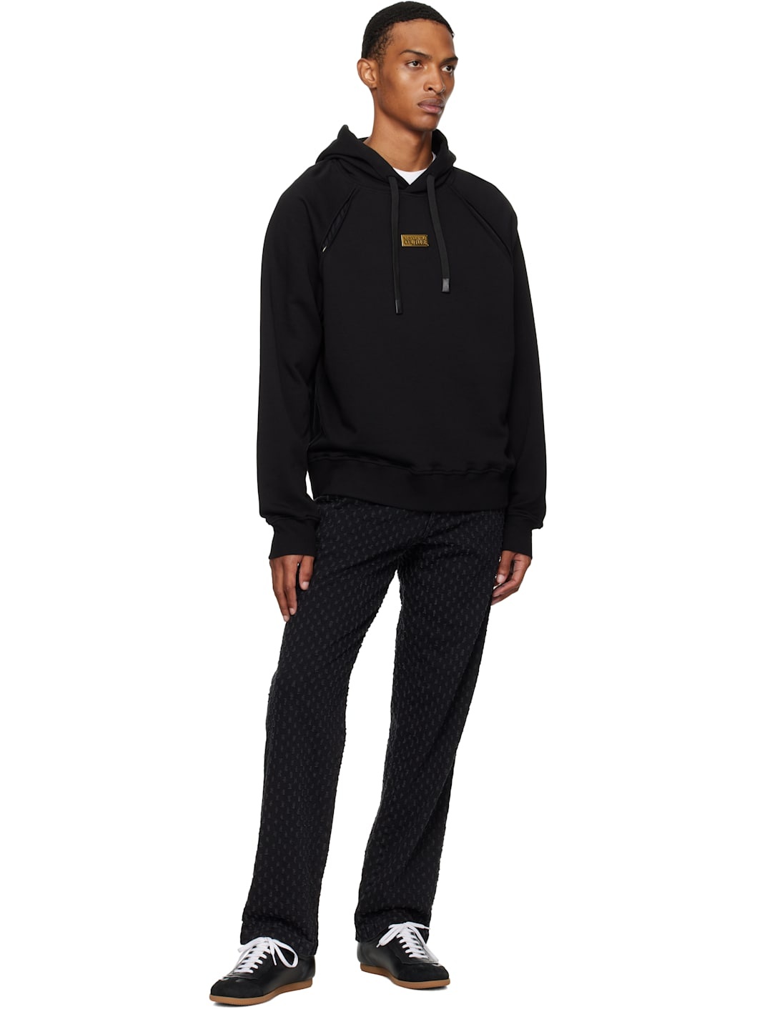 Black Outline Barocco Relaxed-Fit Hoodie - 4