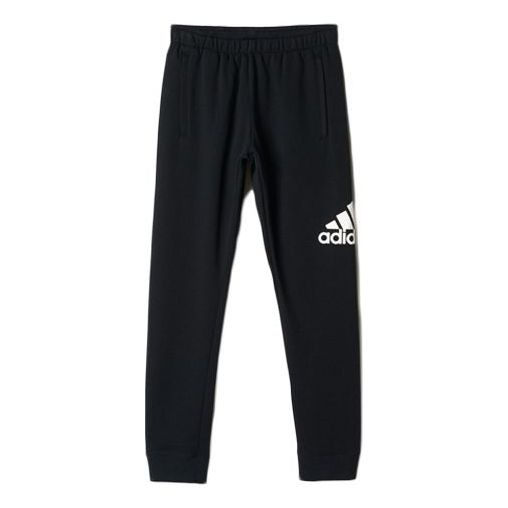 adidas Logo Training Fleece Lined Stay Warm Sports Knit Long Pants Black AB6527 - 1