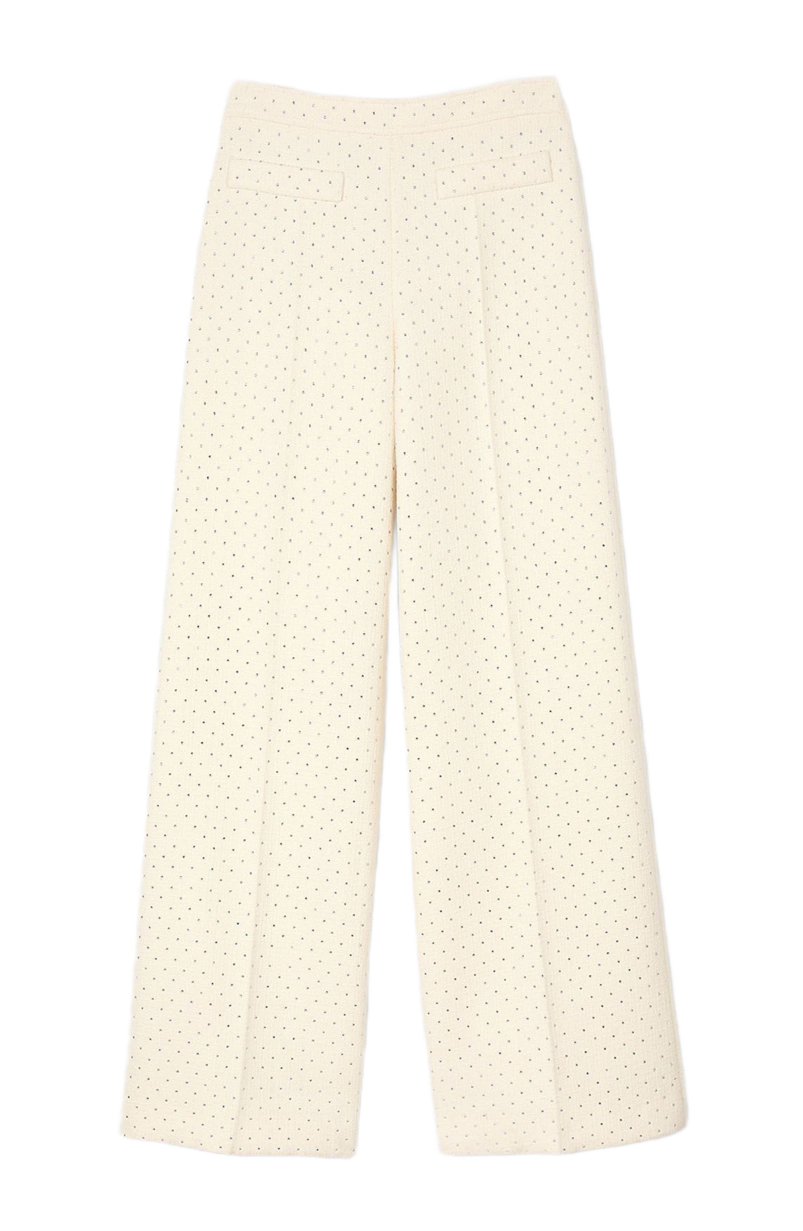 SANDRO Tweed rhinestone-covered trousers in Ecru at Nordstrom - 5