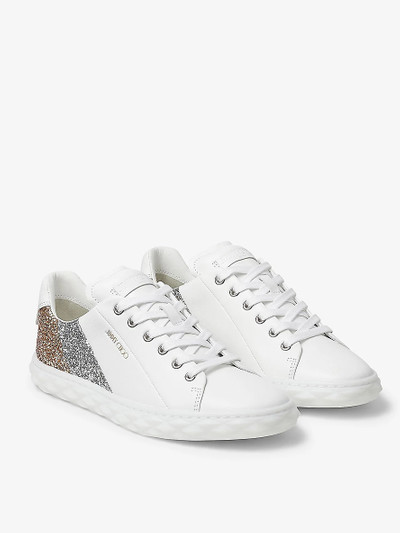 JIMMY CHOO Diamond Light glitter-embellished leather low-top trainer outlook