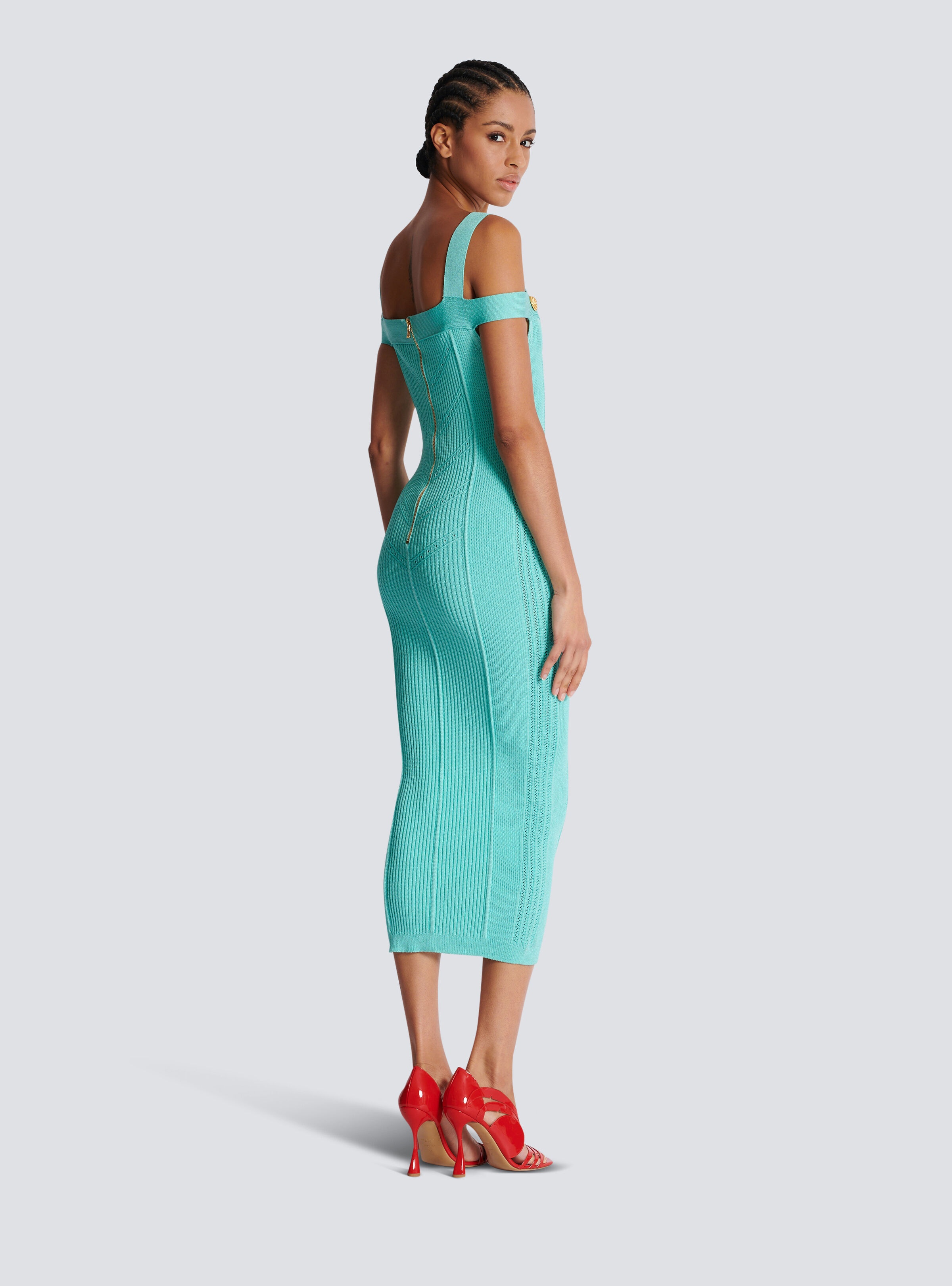 Knit midi dress with double straps - 4