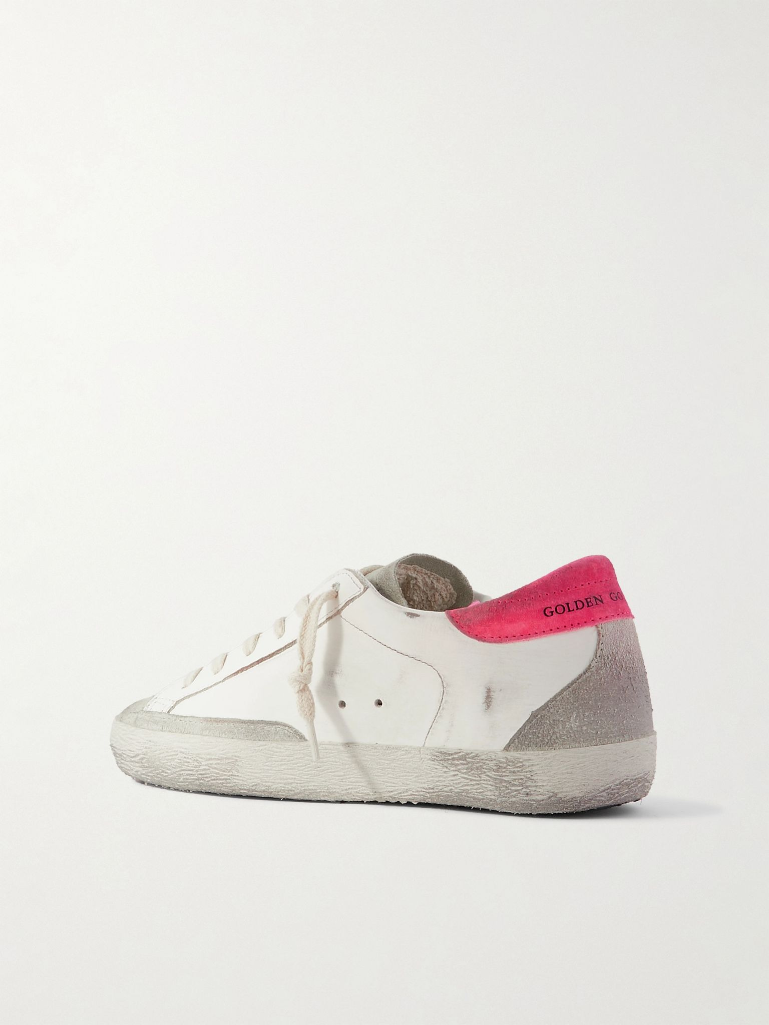 Super-Star distressed suede-trimmed leather sneakers White - 3