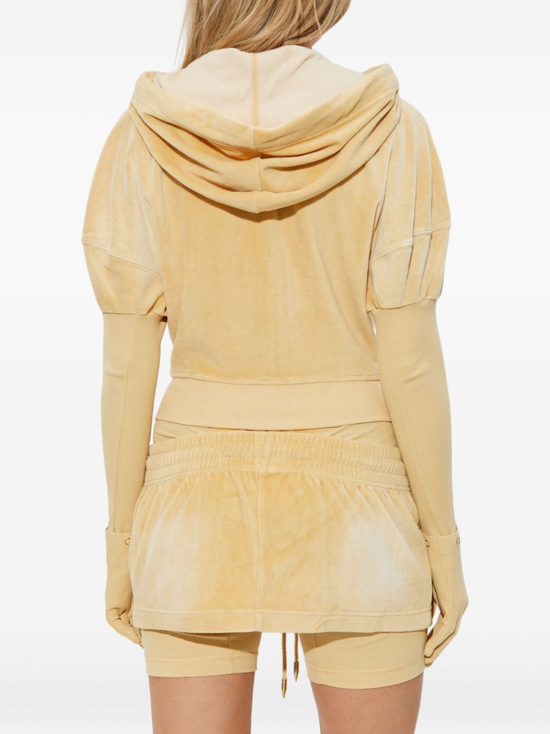 Paris zip-fastening velvet hoodie 4