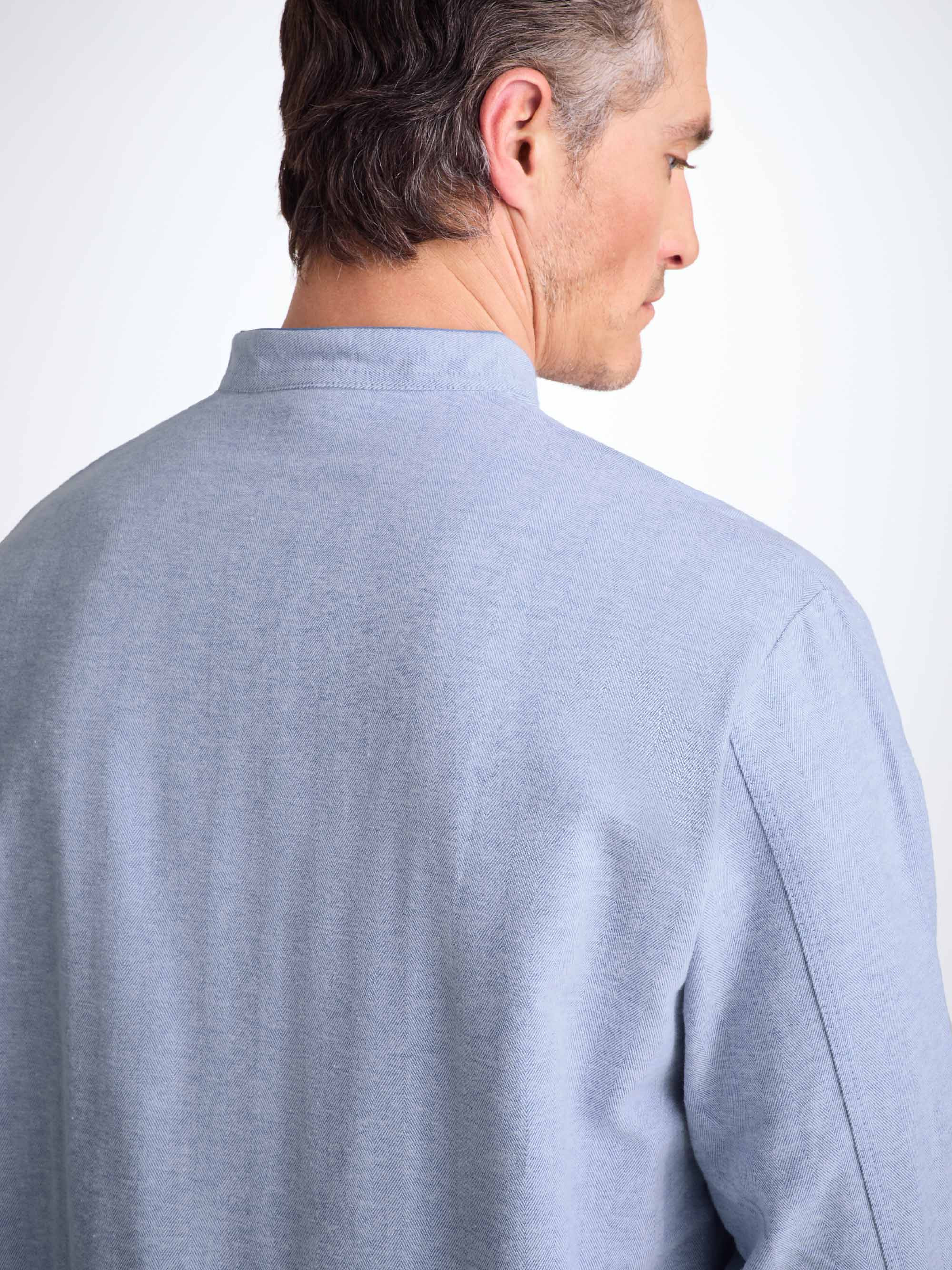 Men's Nightshirt Arran 24 Brushed Cotton Blue - 6