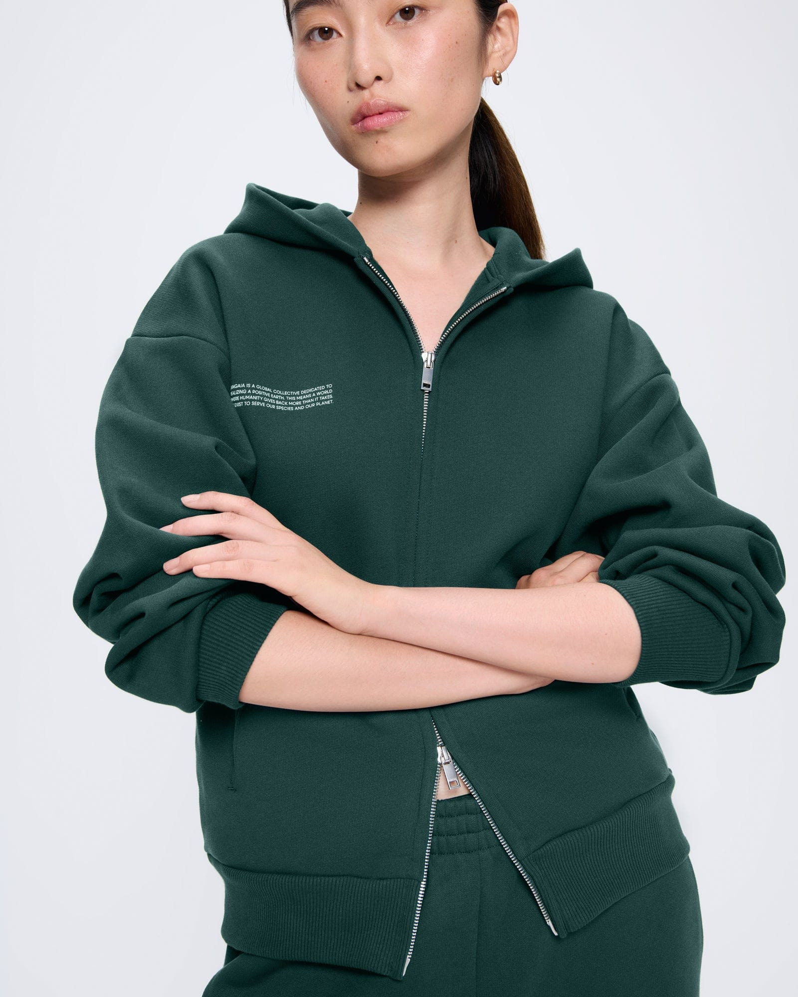 Womens 365 Heavyweight Two-Way Zip-Through Hoodie - Foliage Green - 4