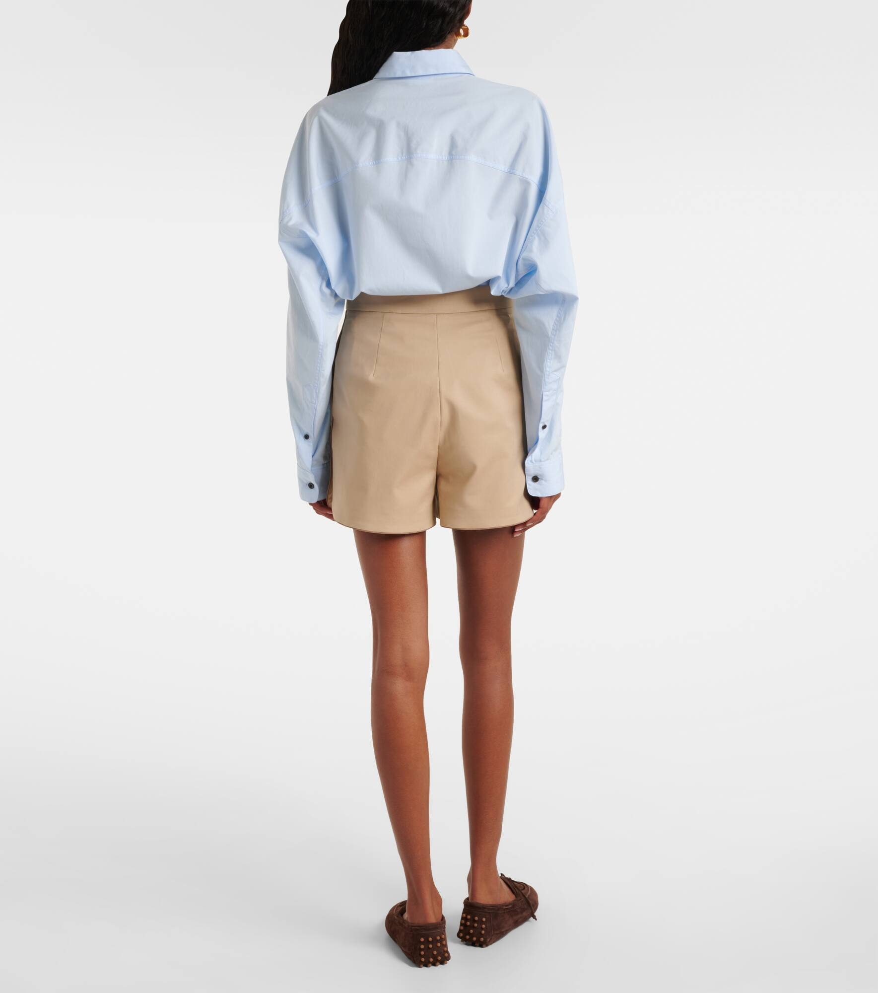 Orbita high-rise cotton-blend shorts - 3