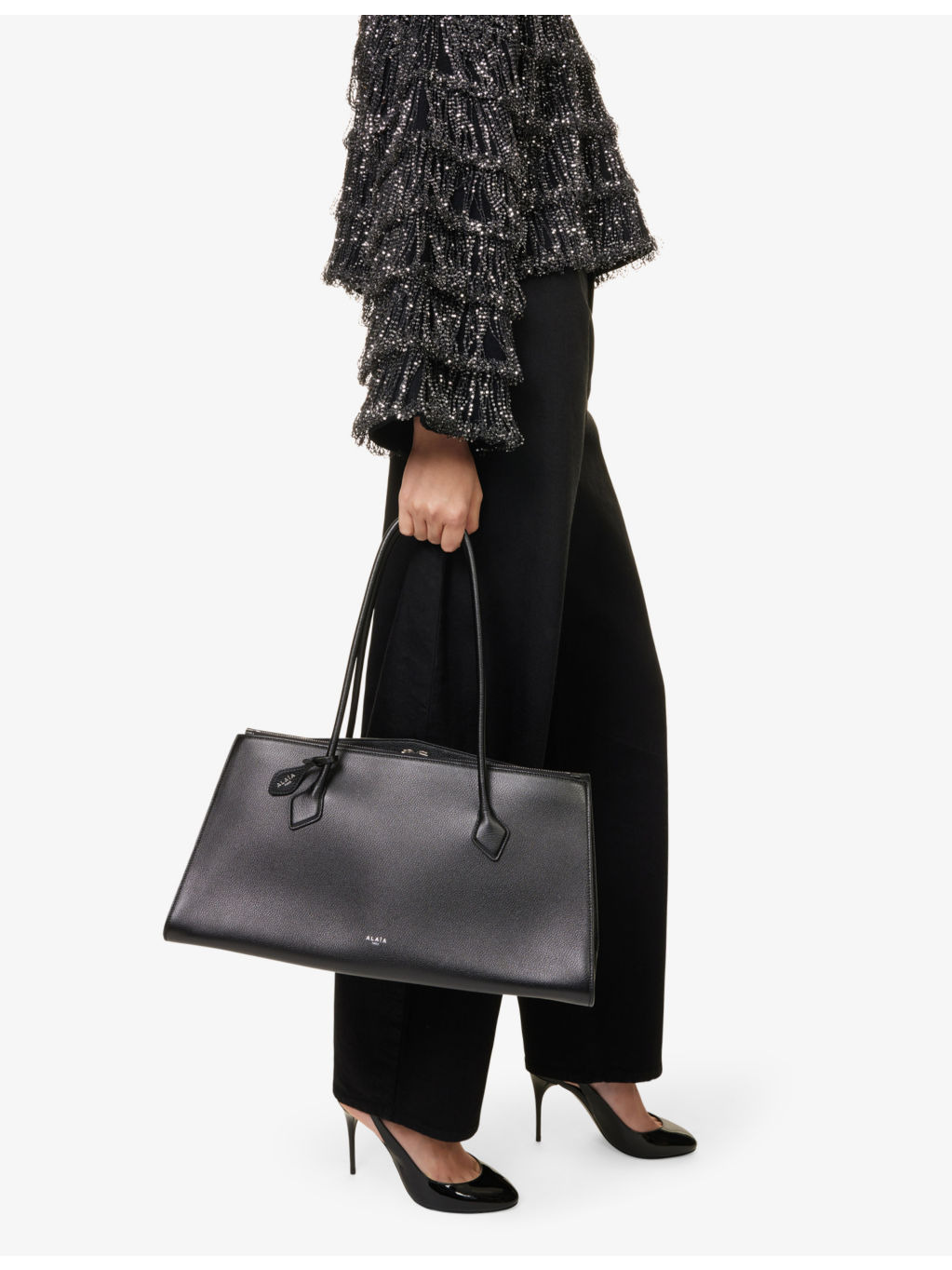 Le Teckel shiny-grained leather tote bag - 2