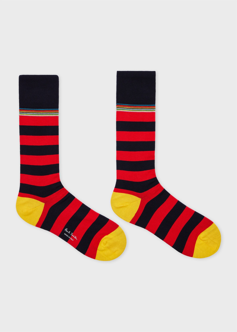 Paul Smith Blue and Red Contrast 'Signature Stripe' Socks outlook
