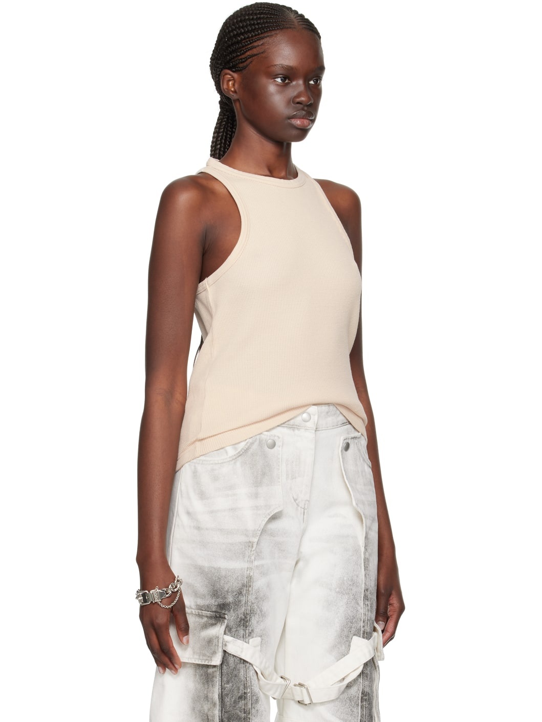 Beige Patch Tank Top - 2