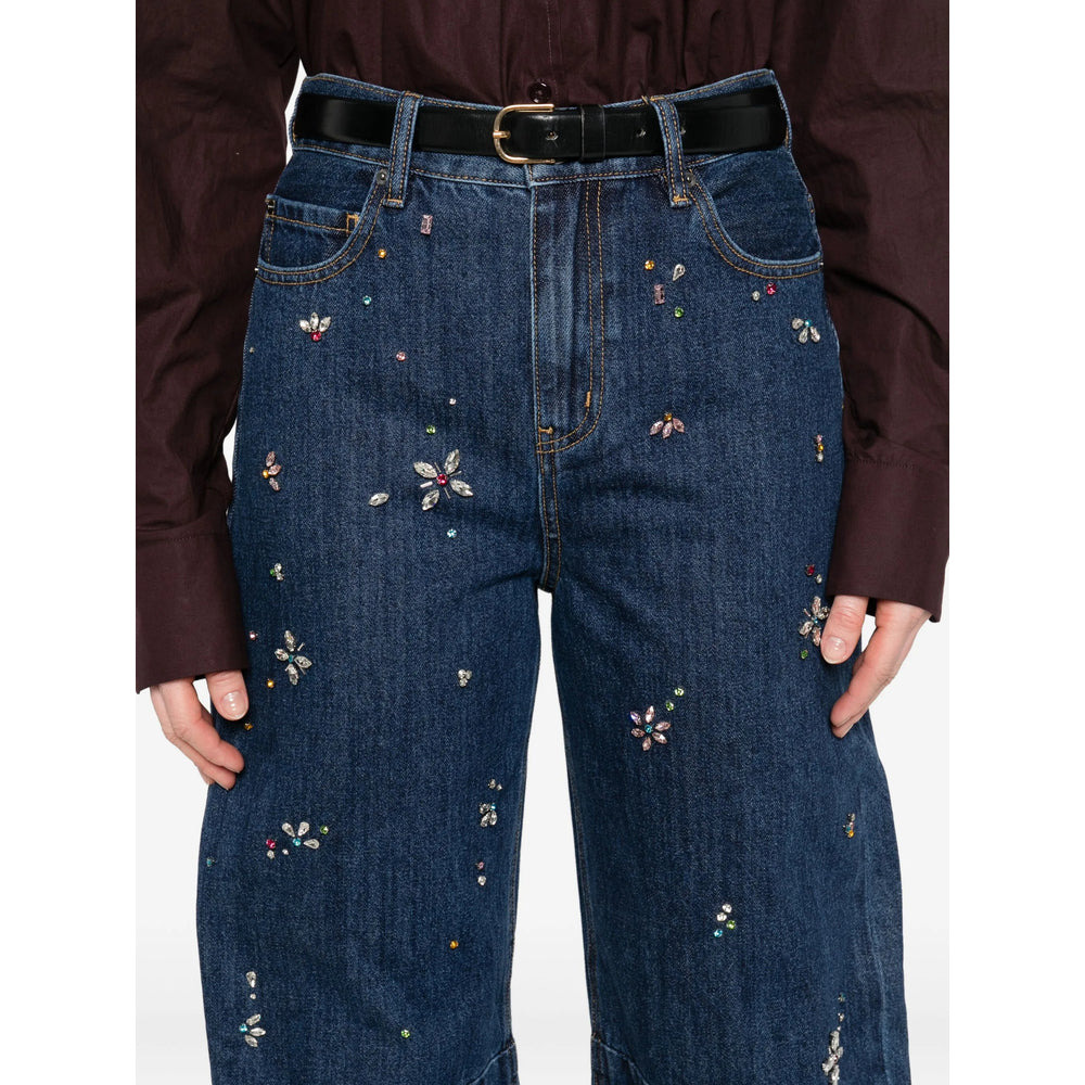 Self-Portrait Blue Denim - Wide-Leg Jeans Women - 5