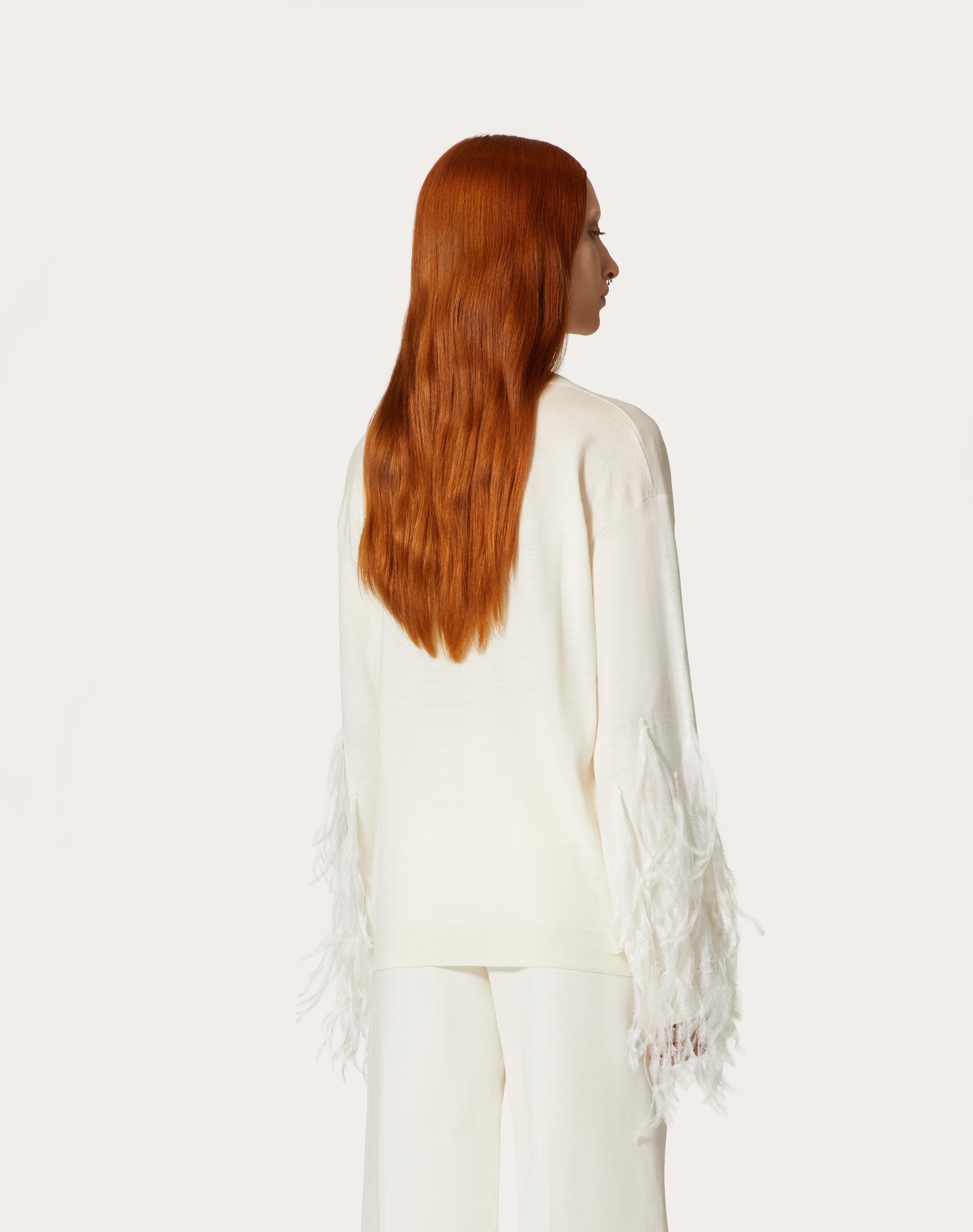 WOOL SWEATER WITH FEATHERS - 4