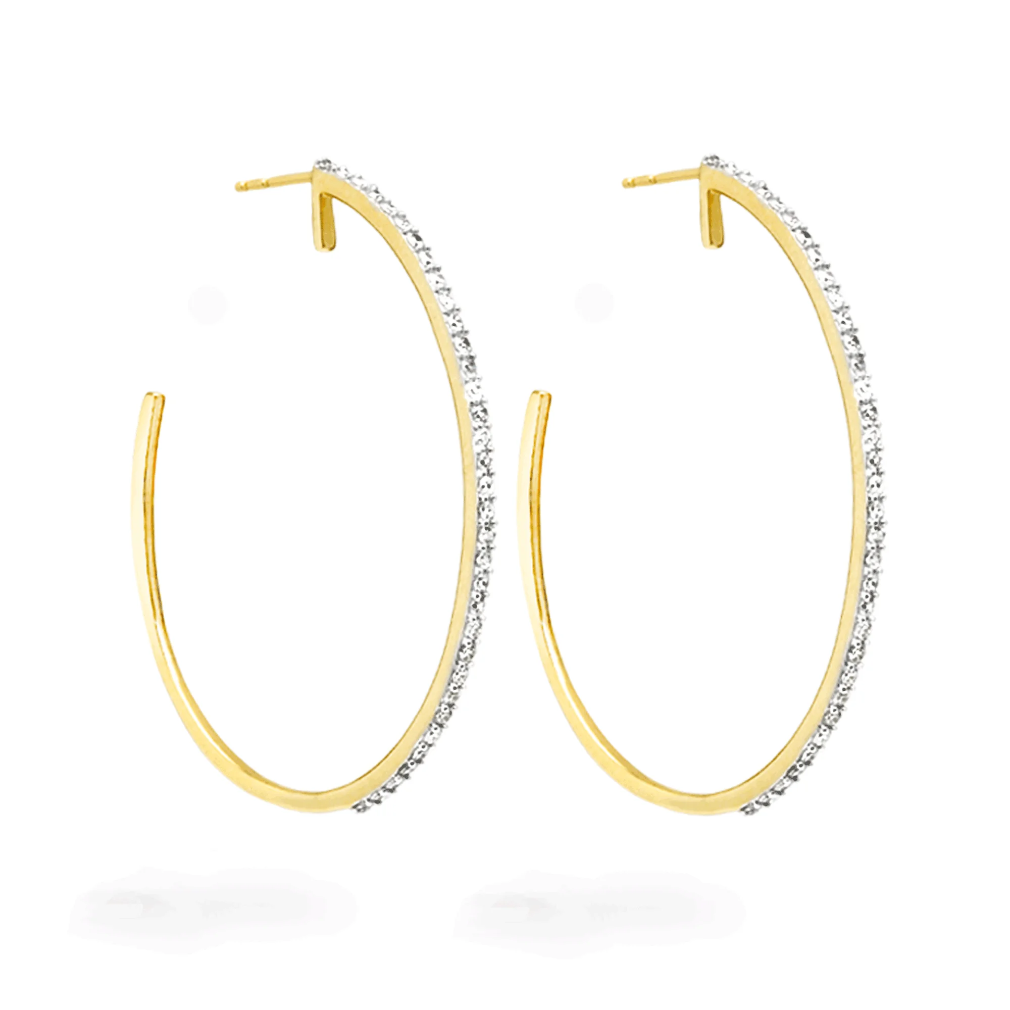 Large Pave Oval Hoop Earrings - 1