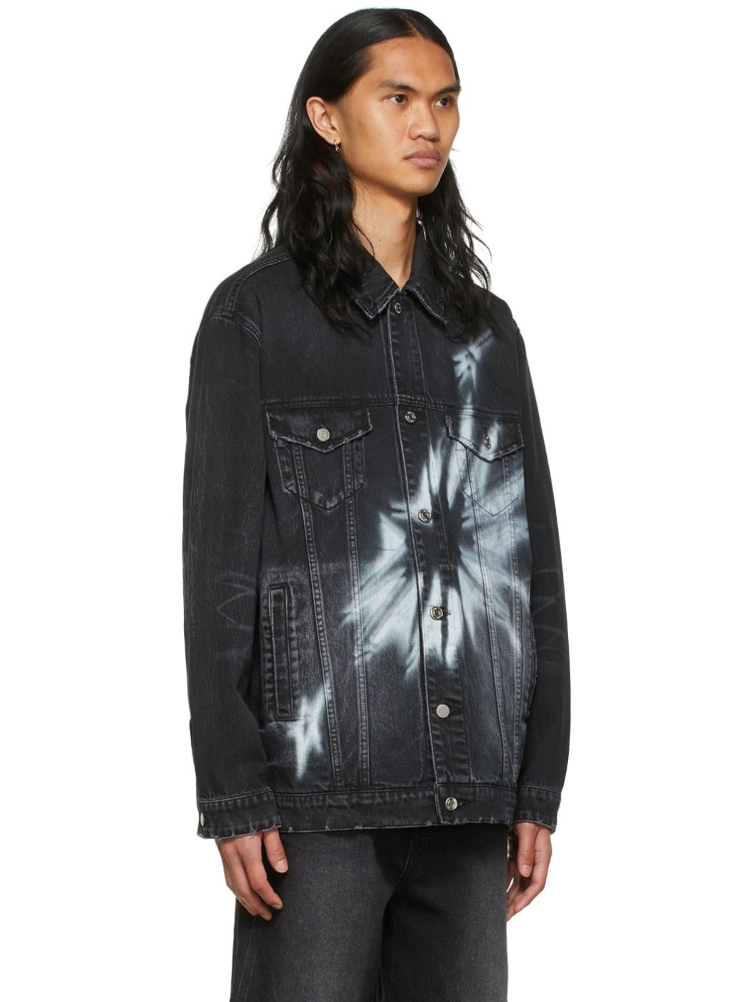 Black Graphic Denim Jacket - 2