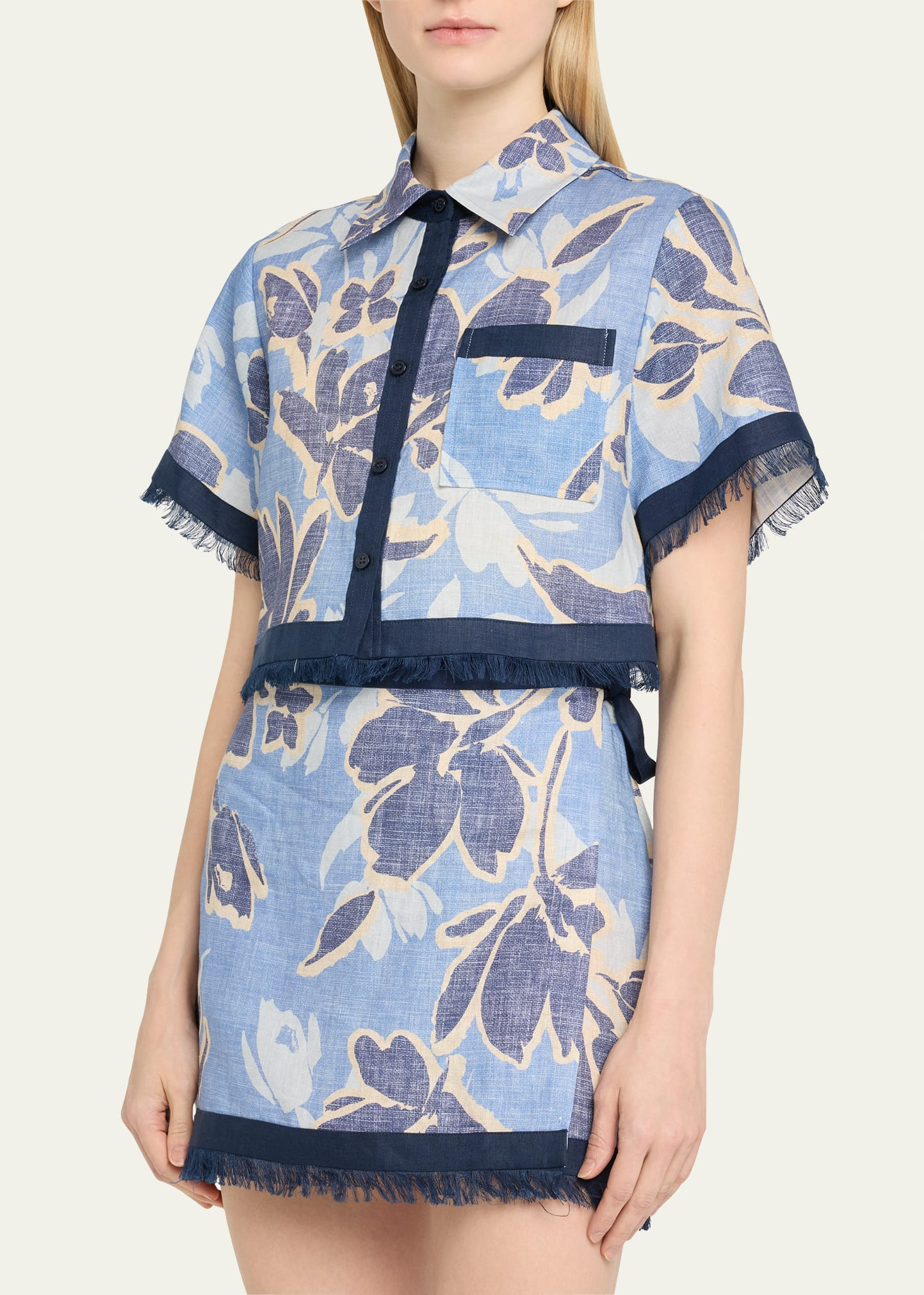 Topanga SS Shirt Blue Hydrangea Floral - 4