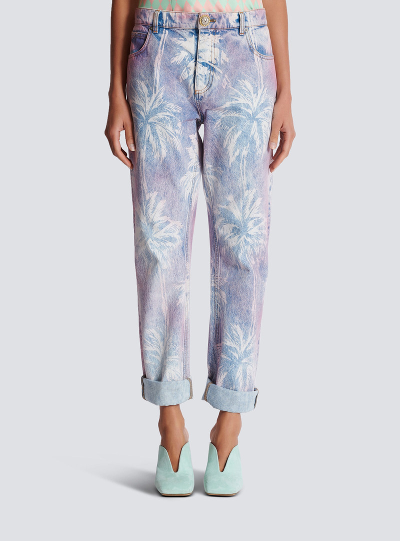 Palm tree denim boyfriend jeans 5