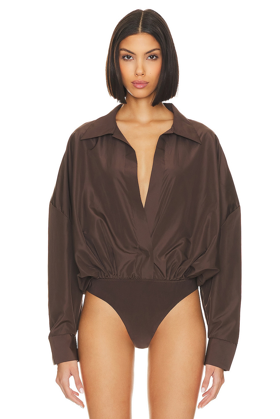Oversized Boyfriend Shirt Bodysuit - 2