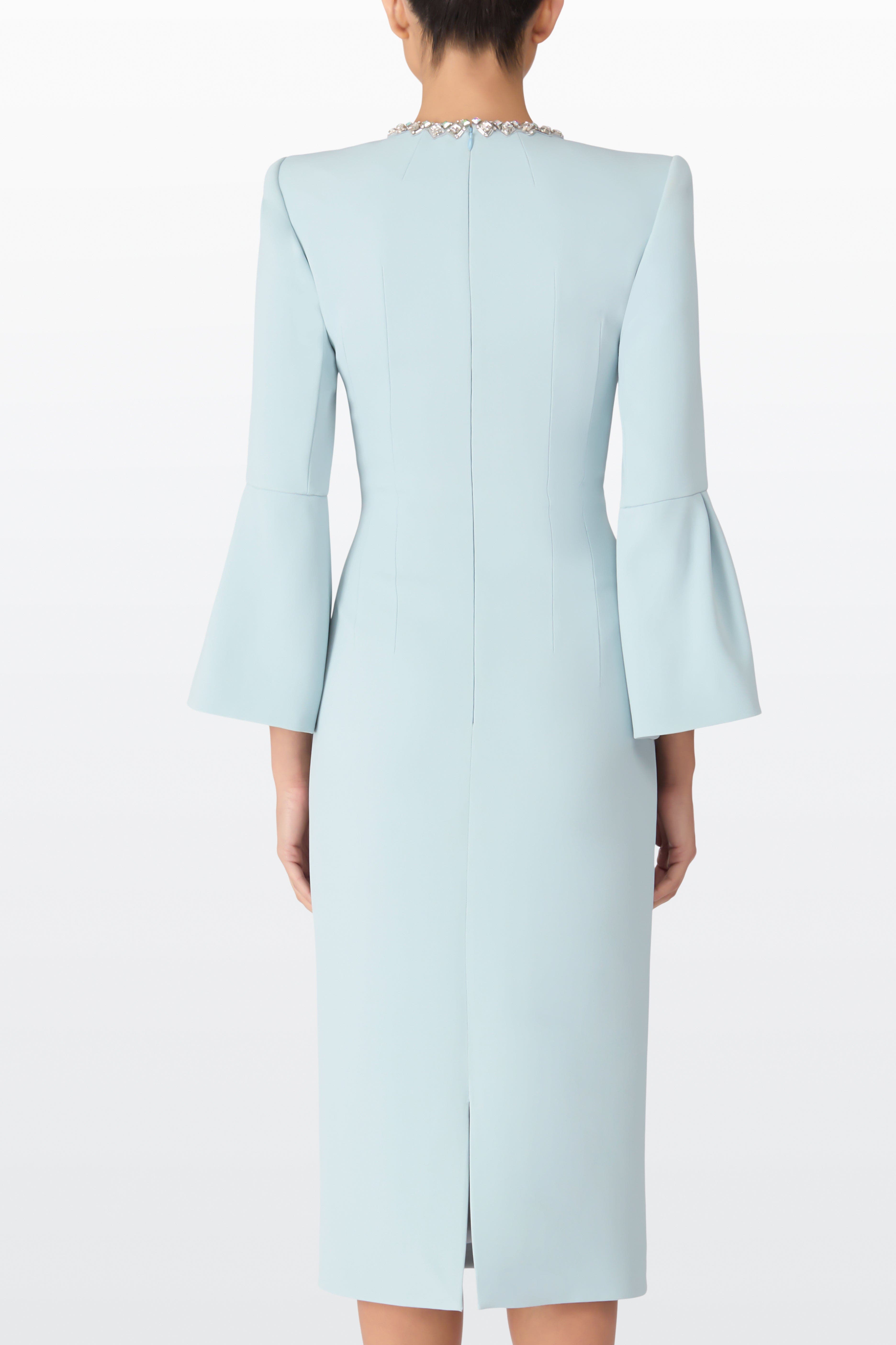 Jenny Packham Margoni Bell-Sleeve Embellished Midi Dress in Porcelain at Nordstrom - 3