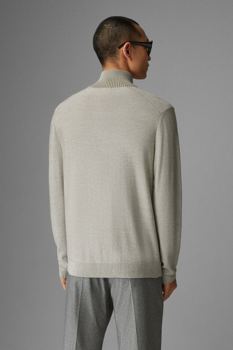 Lias Merino-blend half-zip pullover in Lime green 3