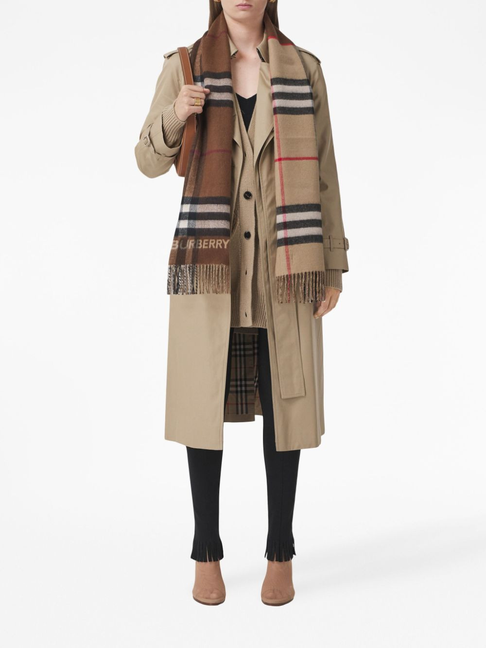 BURBERRY Unisex Contrast Cashmere Scarf - 2