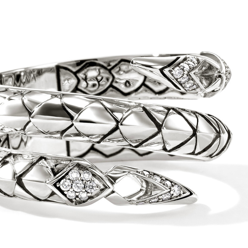JOHN HARDY Naga Ring, Sterling Silver, Diamonds, Wide outlook