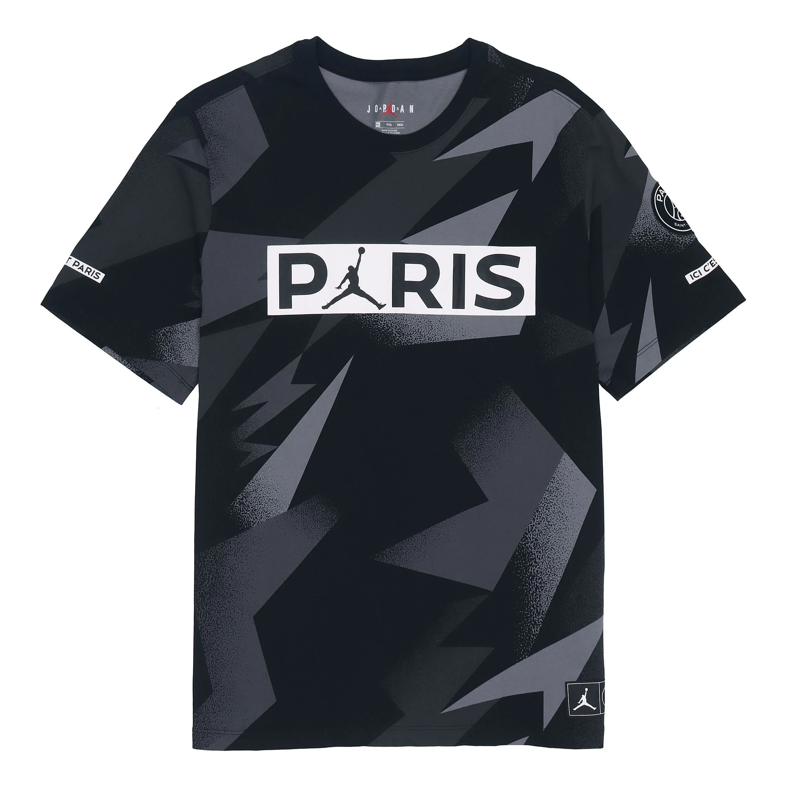 Air Jordan Paris Saint-Germain Pattern Short Sleeve 'Black Grey' BQ8387-010 - 1