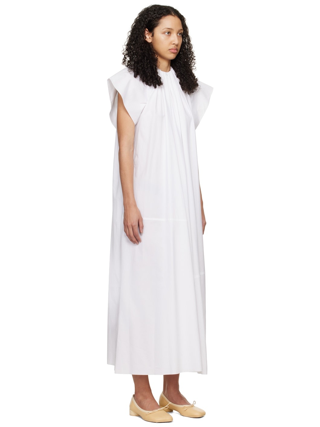 White Gathered Maxi Dress - 2