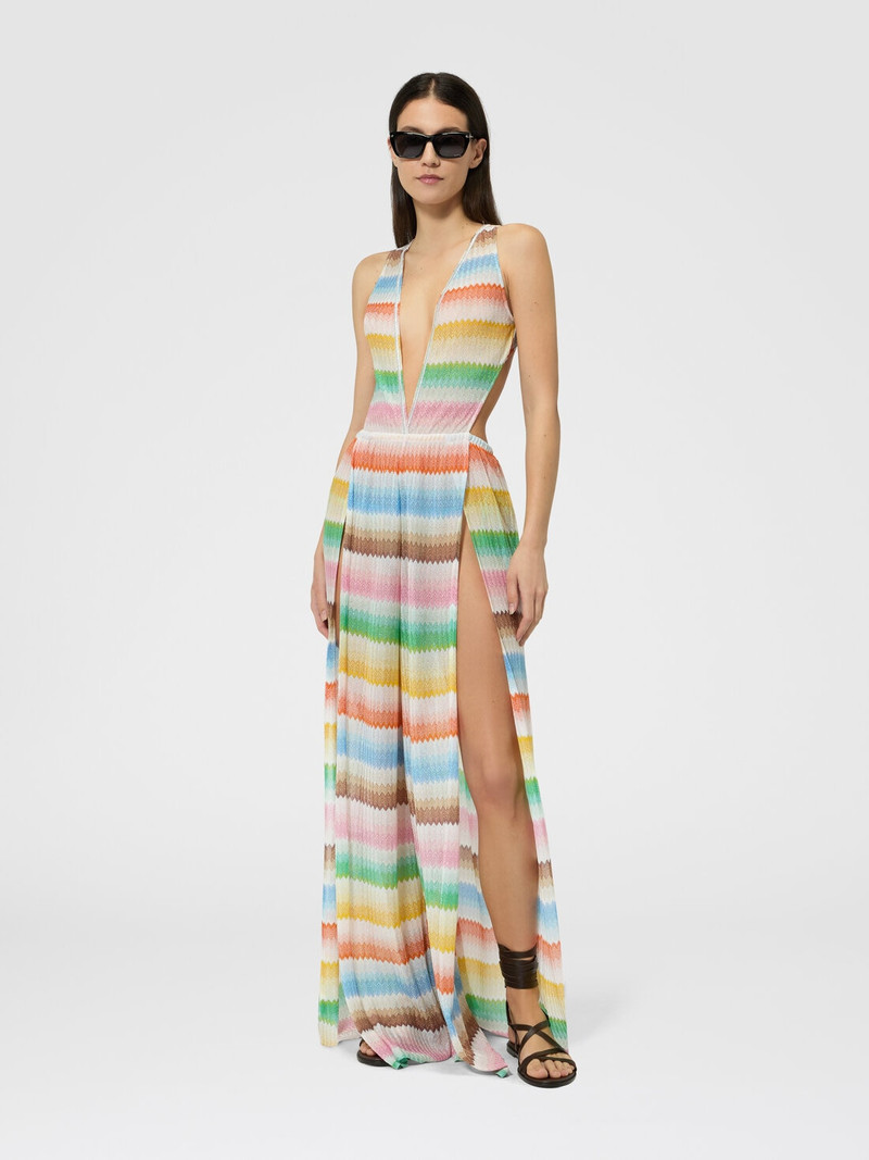 Missoni Long jumpsuit with dégradé zigzag pattern and slits outlook