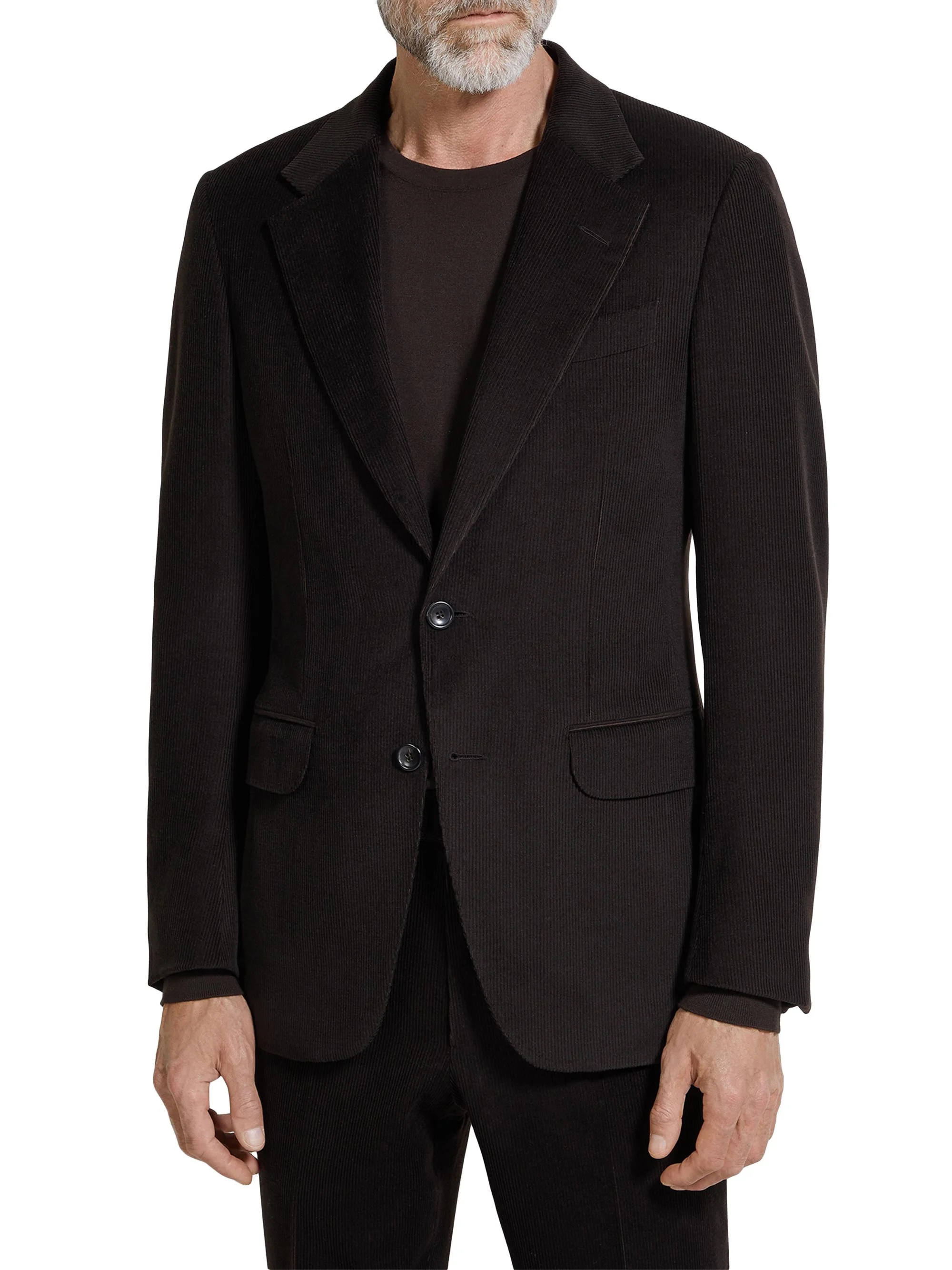 Men's Cashmere Wool and Silk Blend Jacket - Dark Brown - 1