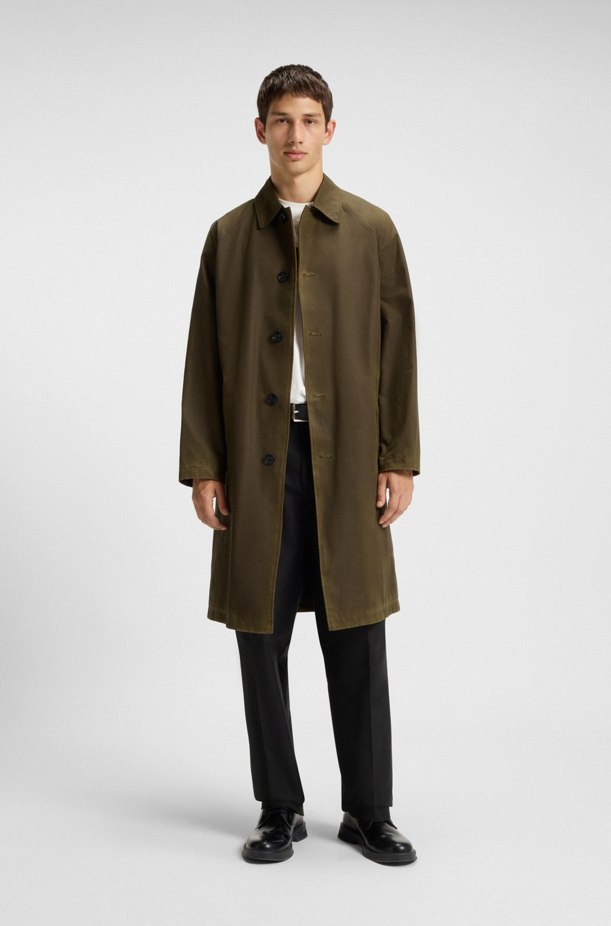 REGULAR-FIT COAT IN WAXED COTTON - 4