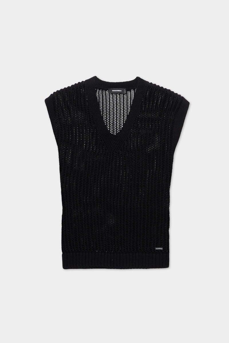 OPEN-KNIT V NECK VEST 1