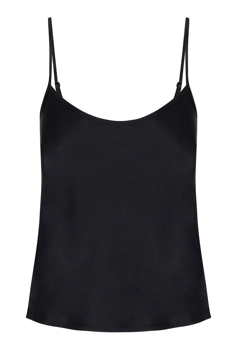 BLACK SILK SPAGHETTI STRAP CAMI - 7