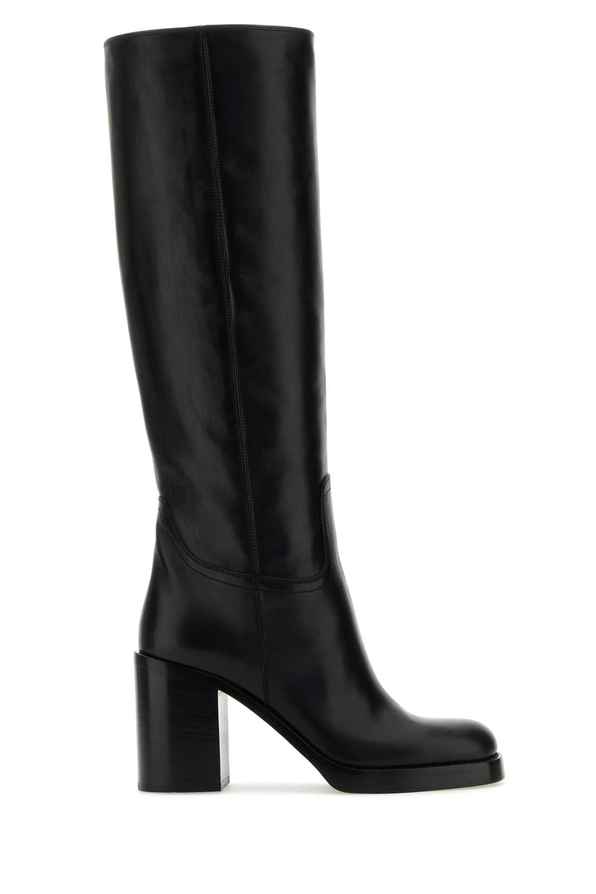 Prada Women Black Leather Boots - 1