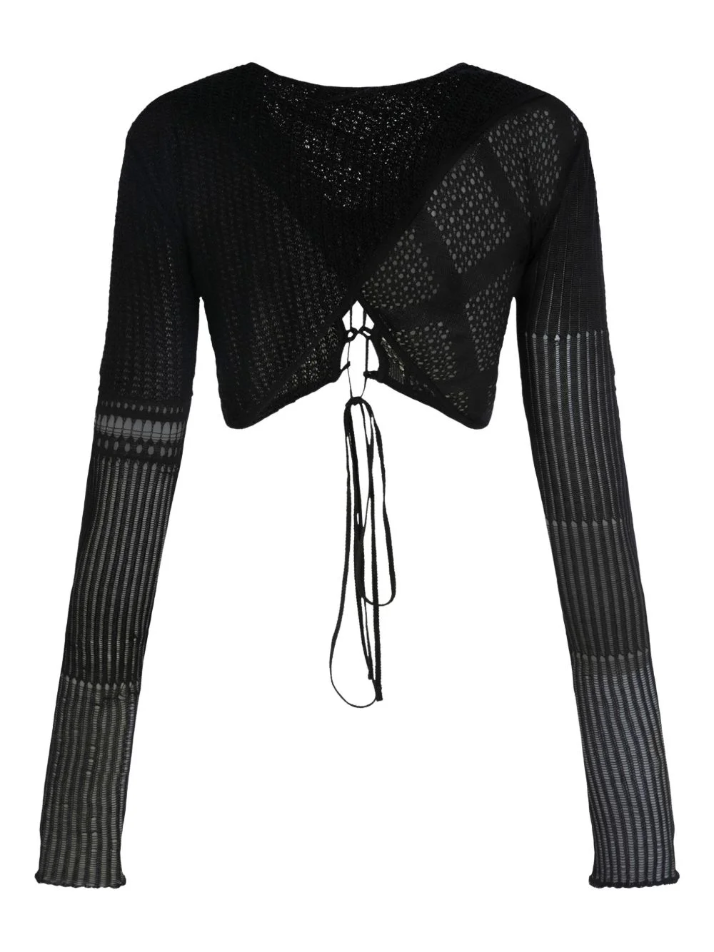 long-sleeve lace-up top - 1