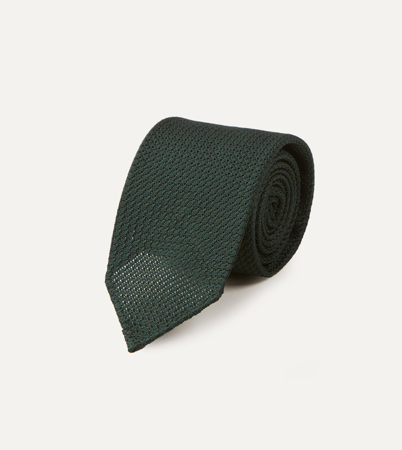 Drake's Green Hand Rolled Large Knot Grenadine Tie outlook