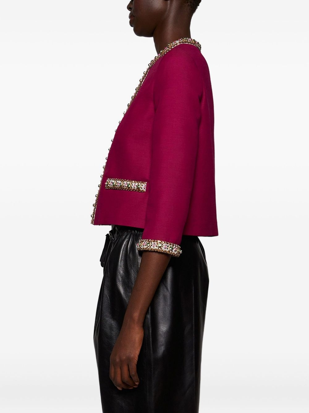 embellished-border jacket - 4