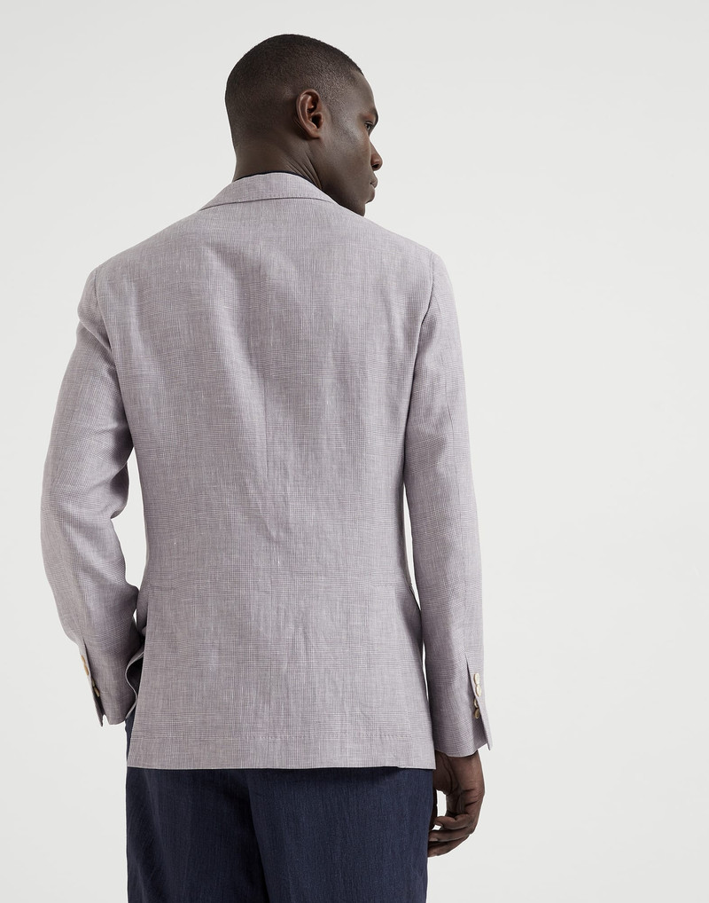 Brunello Cucinelli Wool, linen and silk Prince of Wales deconstructed blazer outlook