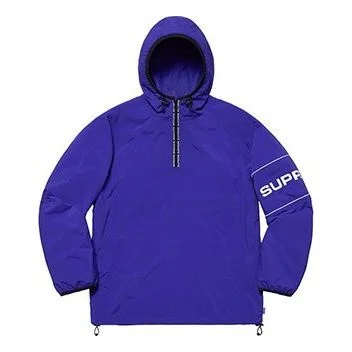 최고 Ripstop 후드 풀 오버 절반 지퍼 방수 교환 재킷 파란 SUP-SS19-902 - 1