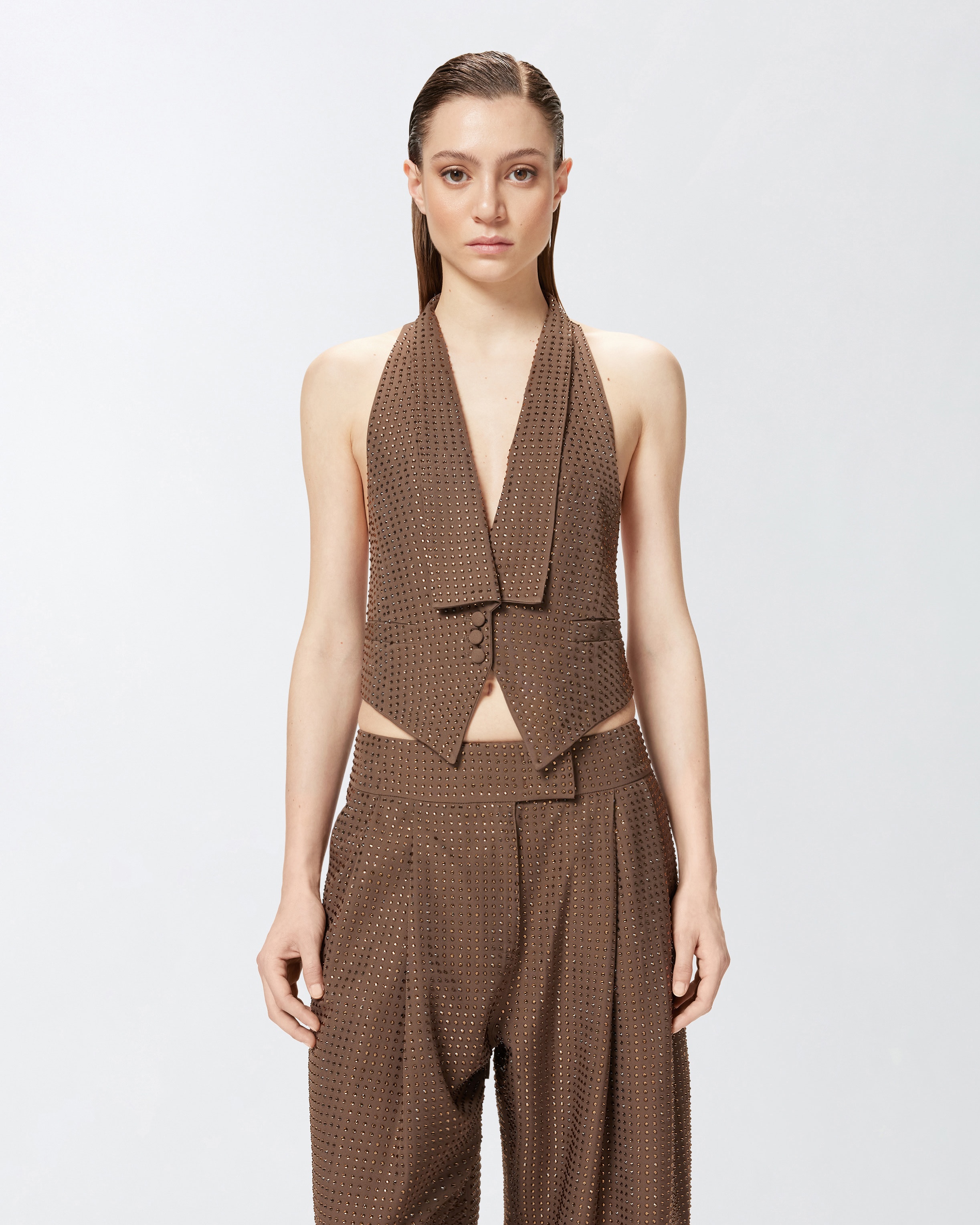VEST WITH RHINESTONES AND OPEN BACK - 2