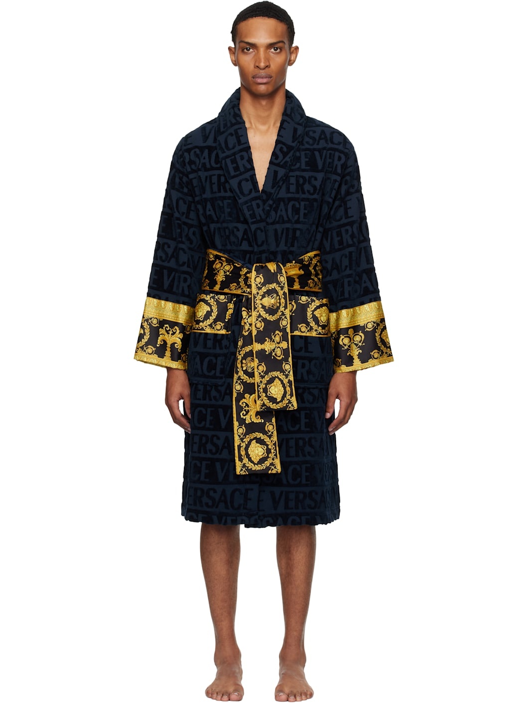 Navy 'I Heart Baroque' Bathrobe - 1