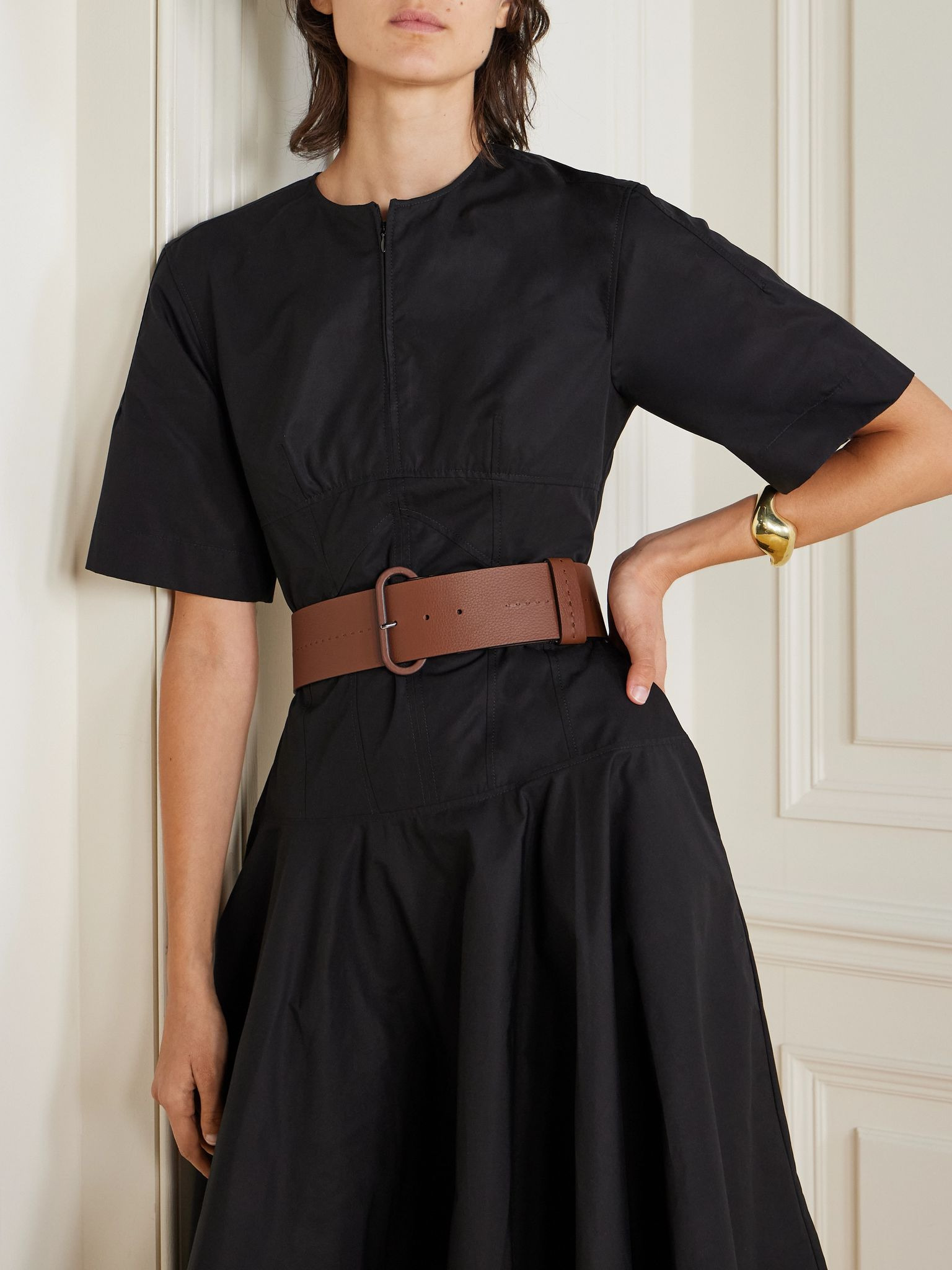 Textured leather belt Brown - 2