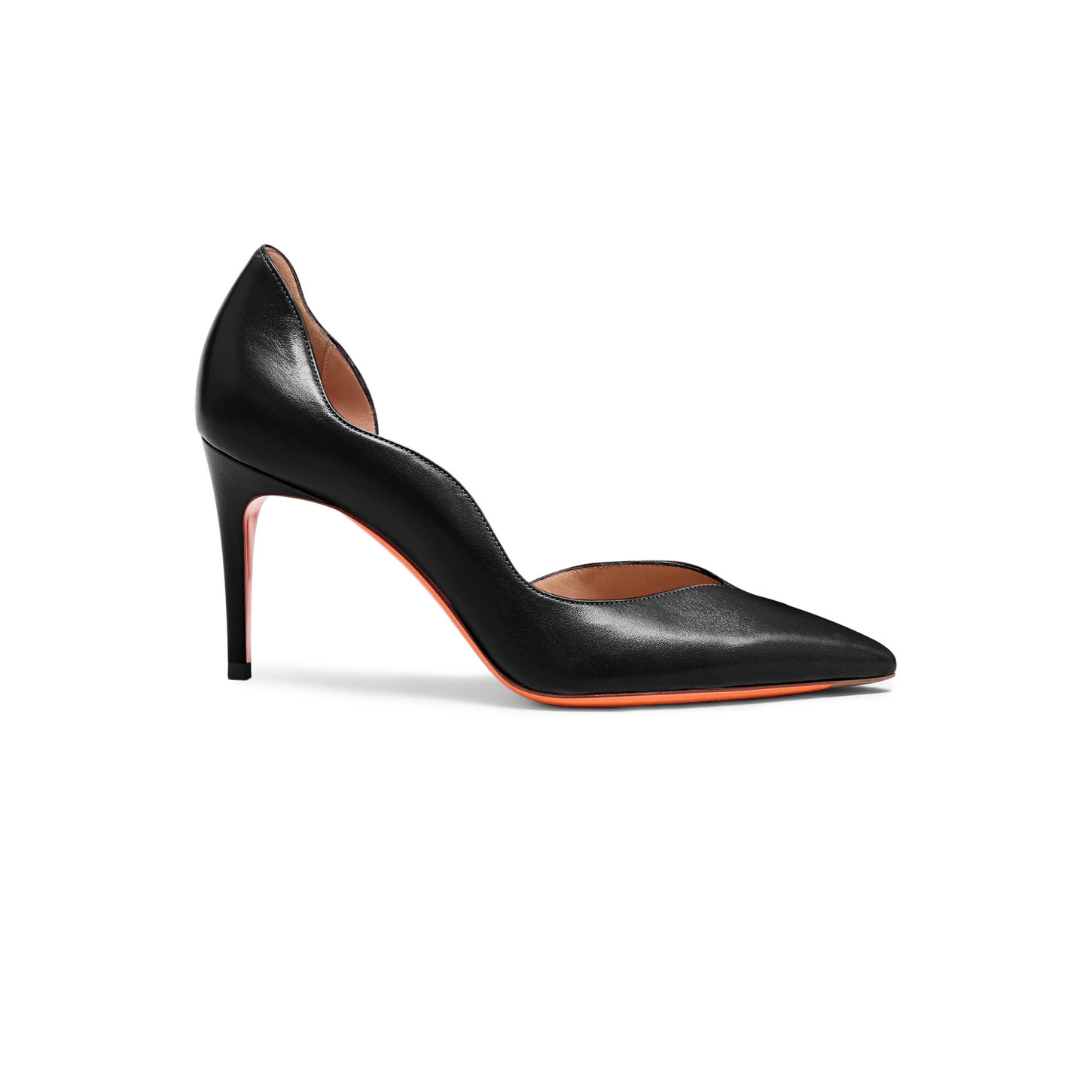 Women's black leather high-heel pump - 1