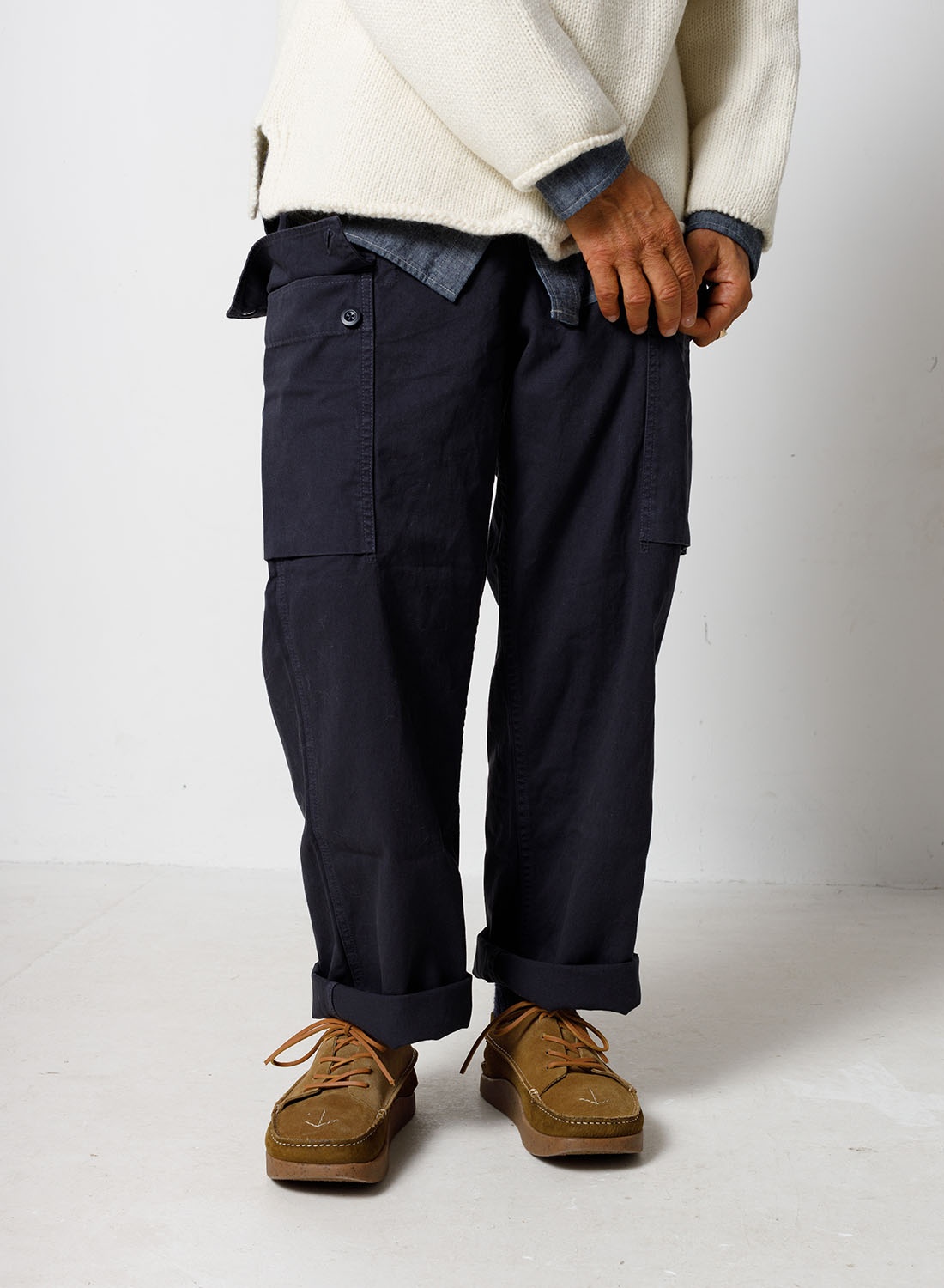 Nigel Cabourn Dutch Pant Cotton Twill in Black Navy | REVERSIBLE