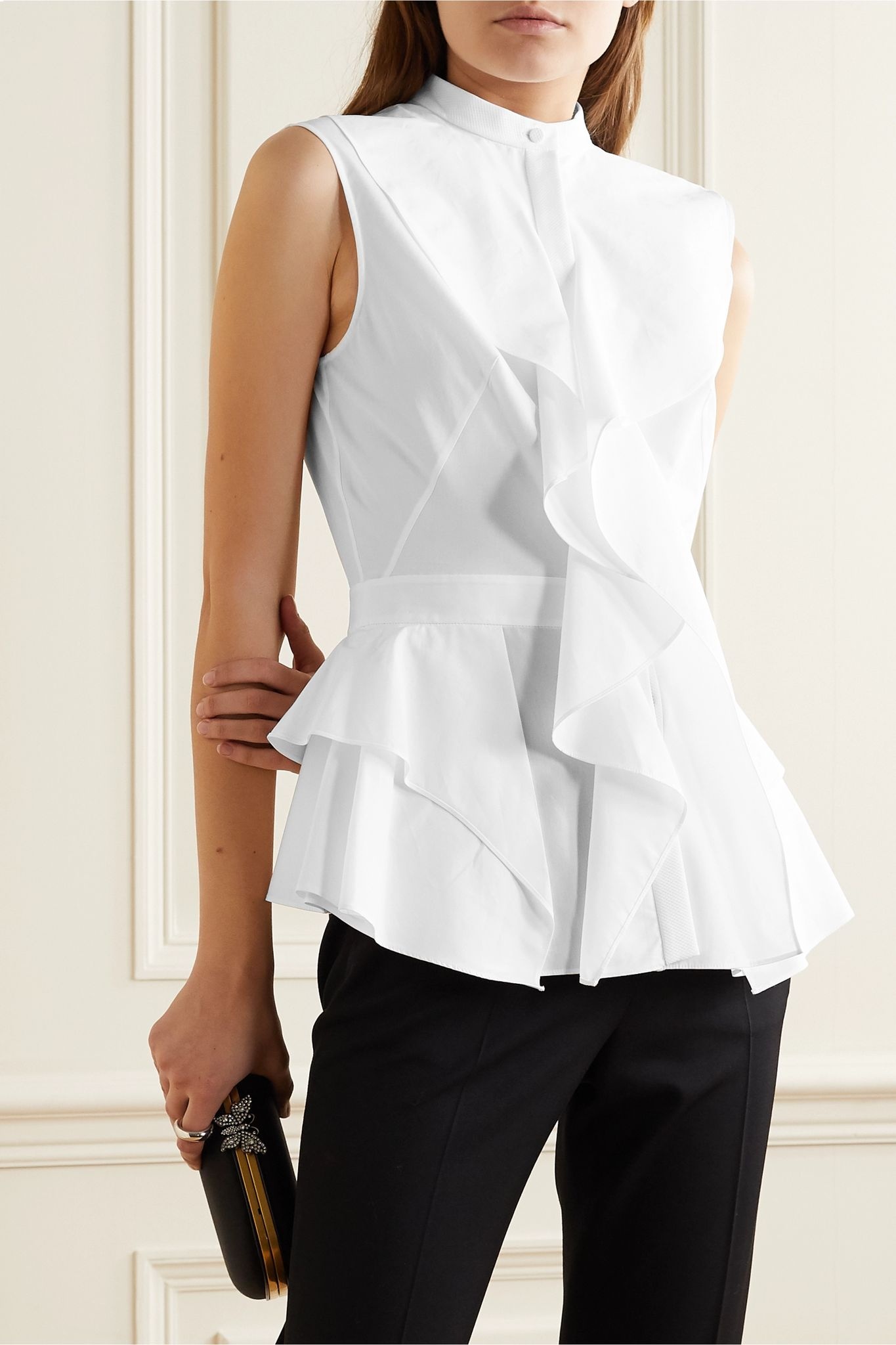 Ruffled cotton-poplin peplum blouse - 3