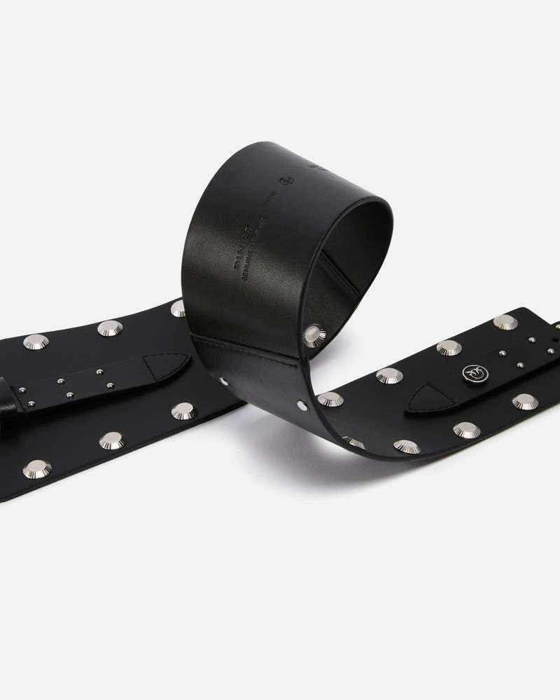 LEATHER BELT WITH STUDS AND STRAP, 15 CM 4