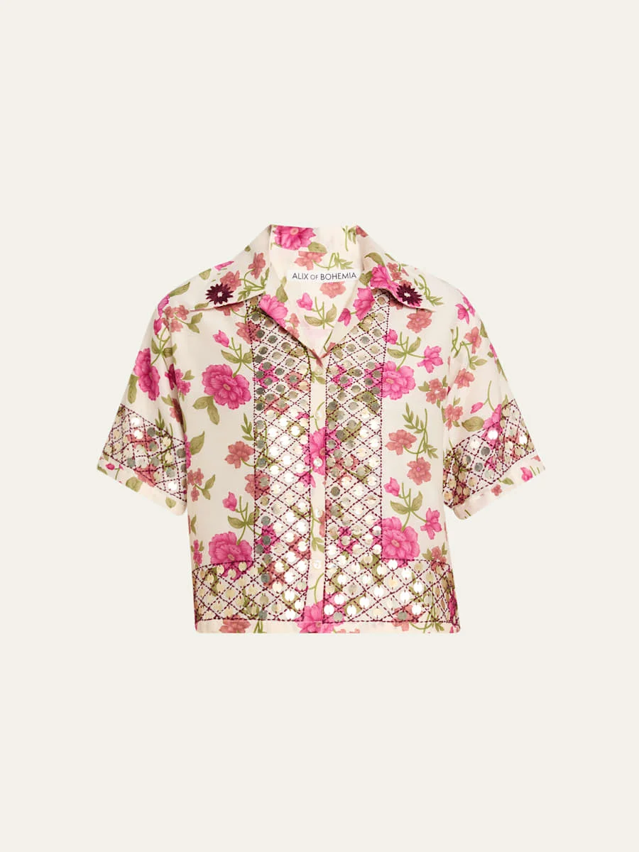 Stevie Embellished Cropped Shirt - 1